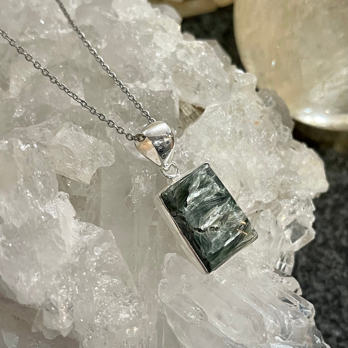 Seraphinite Sterling Silver Necklace