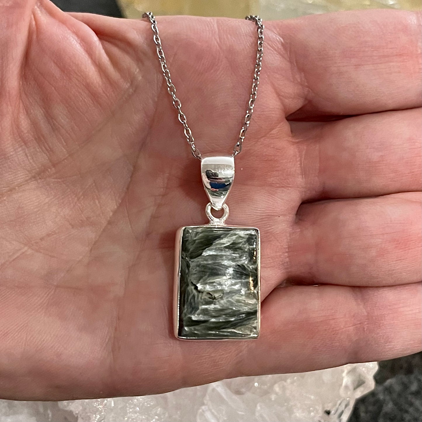 Seraphinite Sterling Silver Necklace