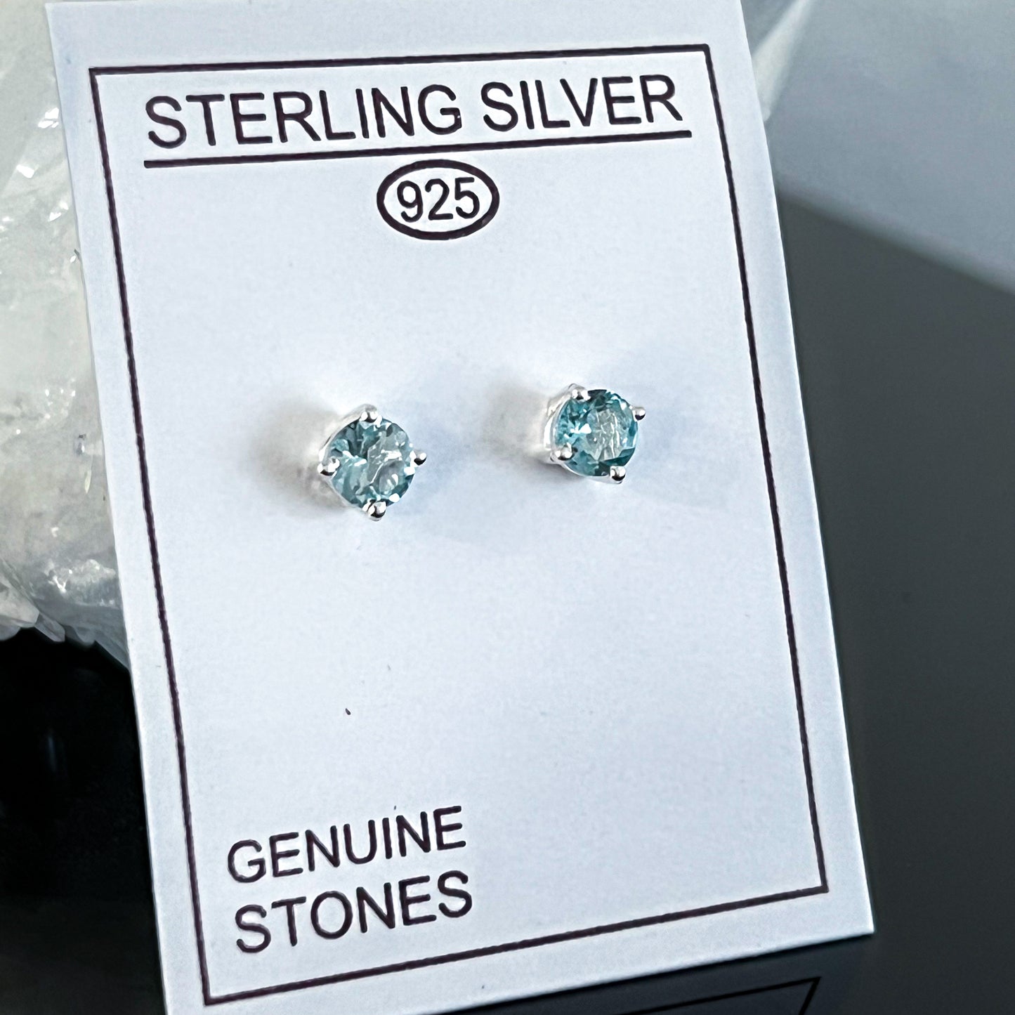 Blue Topaz Sterling Silver Stud Earrings