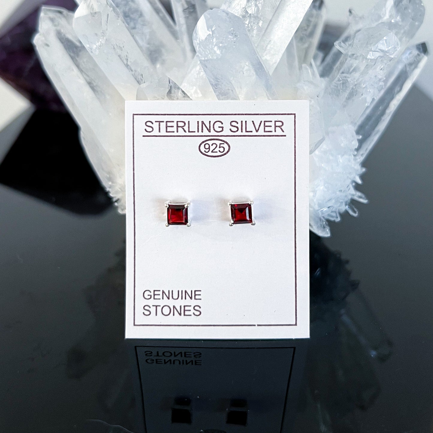Garnet Sterling Silver Stud Earrings