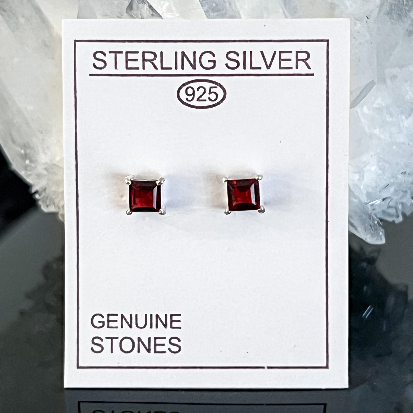 Garnet Sterling Silver Stud Earrings