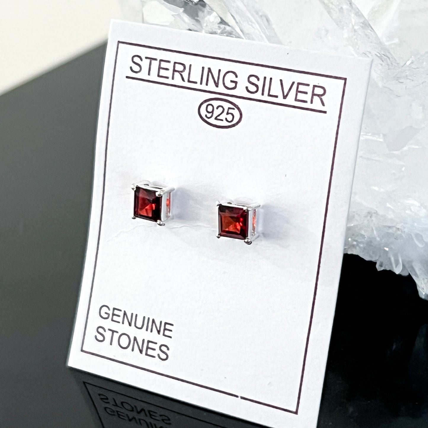 Garnet Sterling Silver Stud Earrings