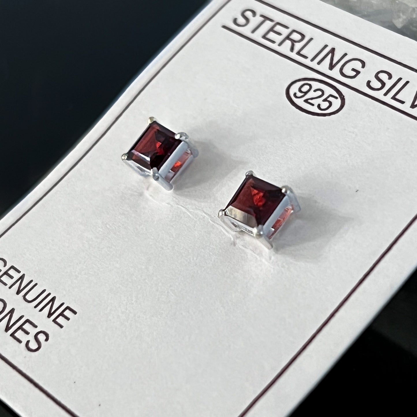 Garnet Sterling Silver Stud Earrings