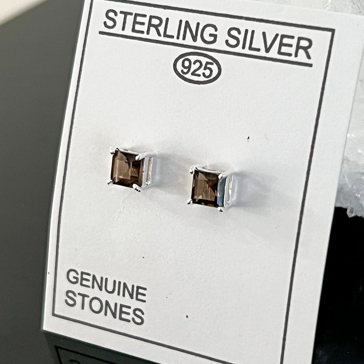 Smoky Quartz Sterling Silver Stud Earrings