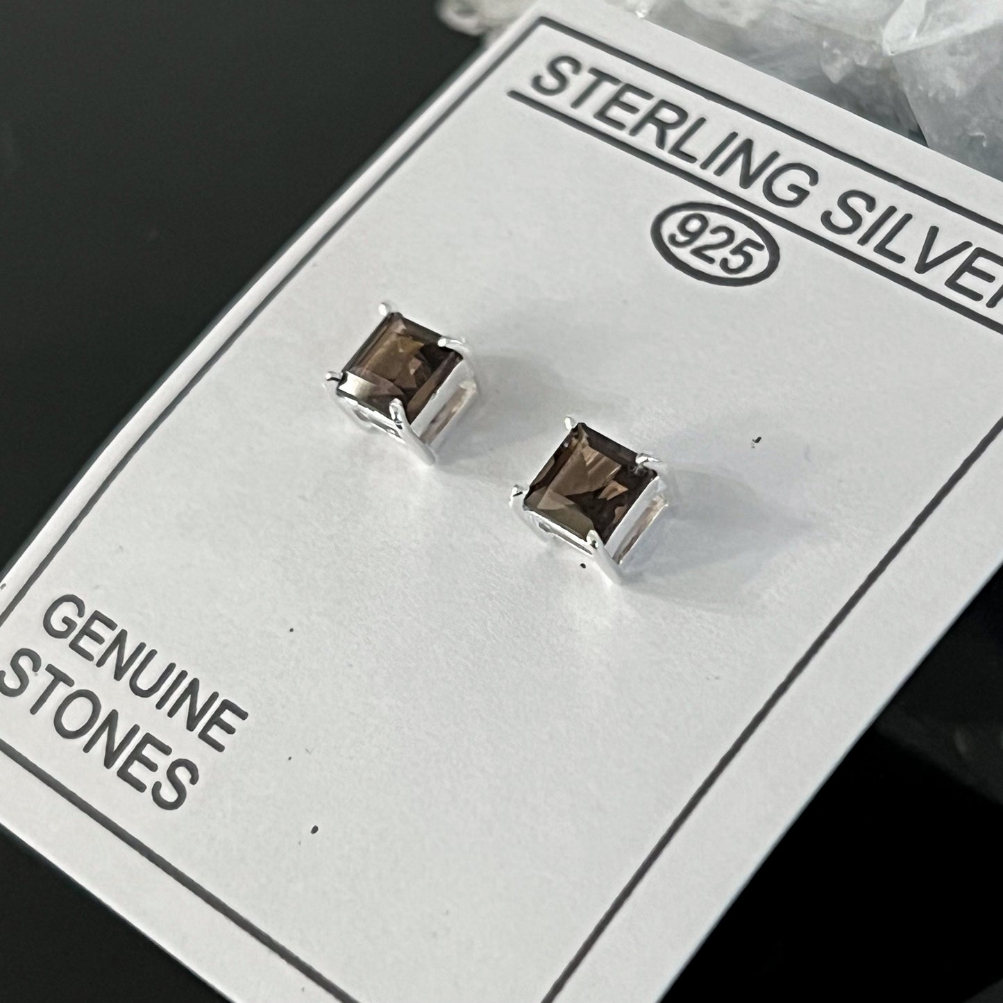Smoky Quartz Sterling Silver Stud Earrings