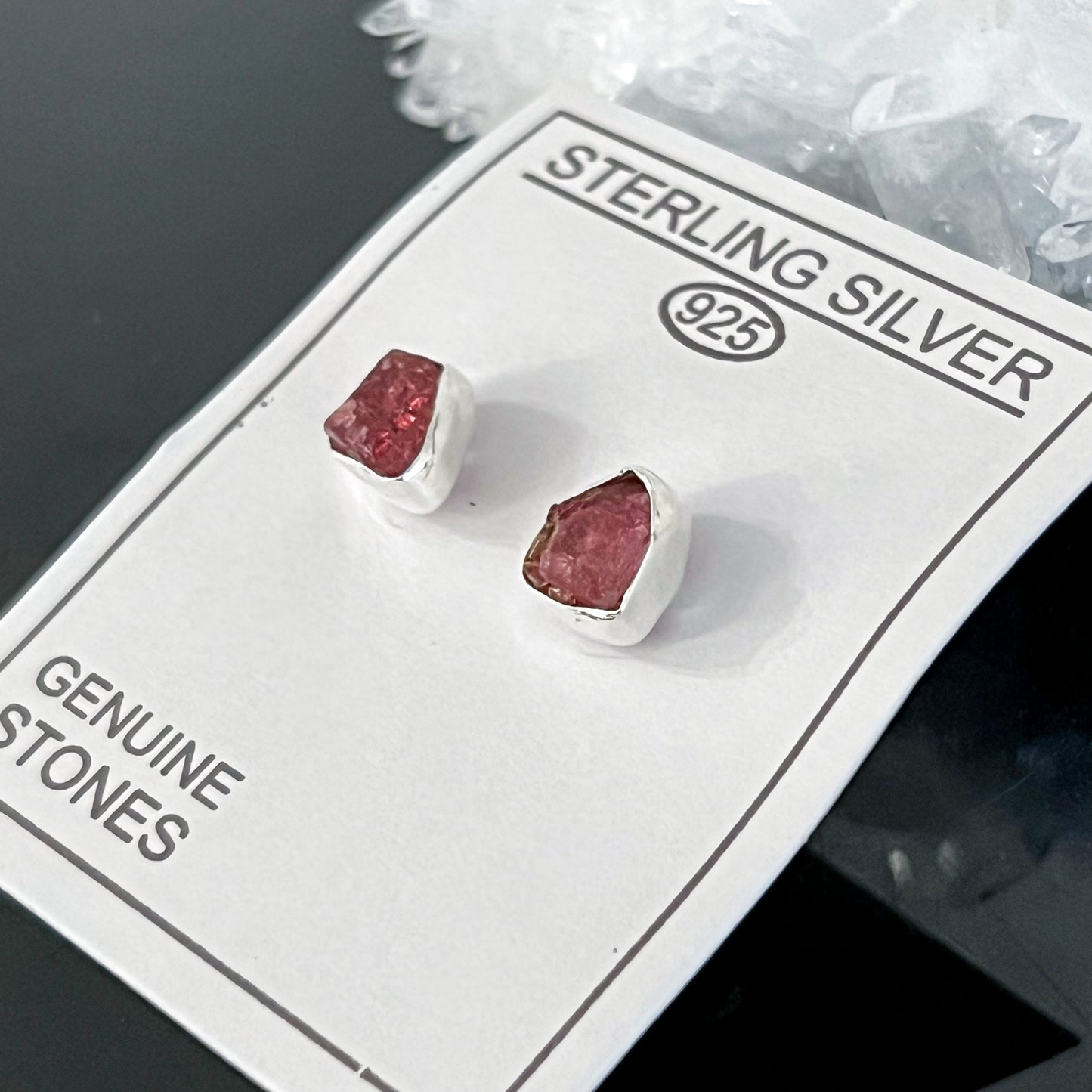 Pink Tourmaline Sterling Silver Stud Earrings