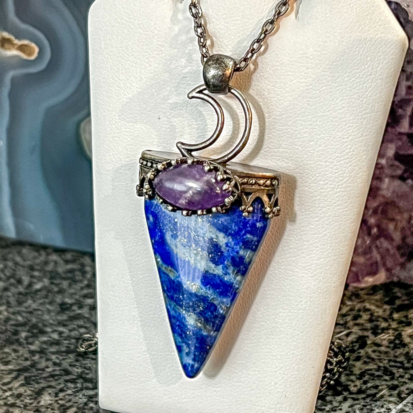 Lapis & Amethyst Moon Necklace