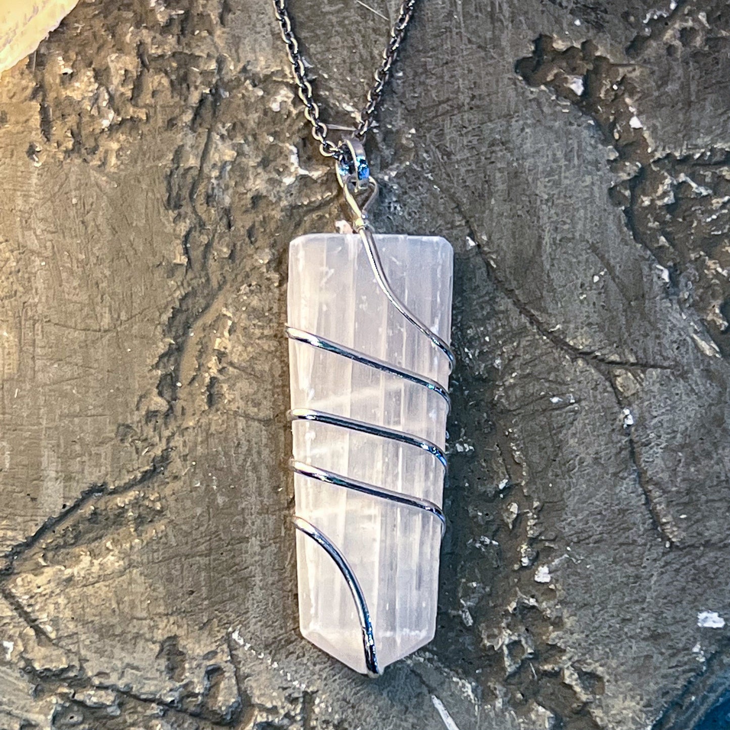 Selenite Flat Wrap Necklace