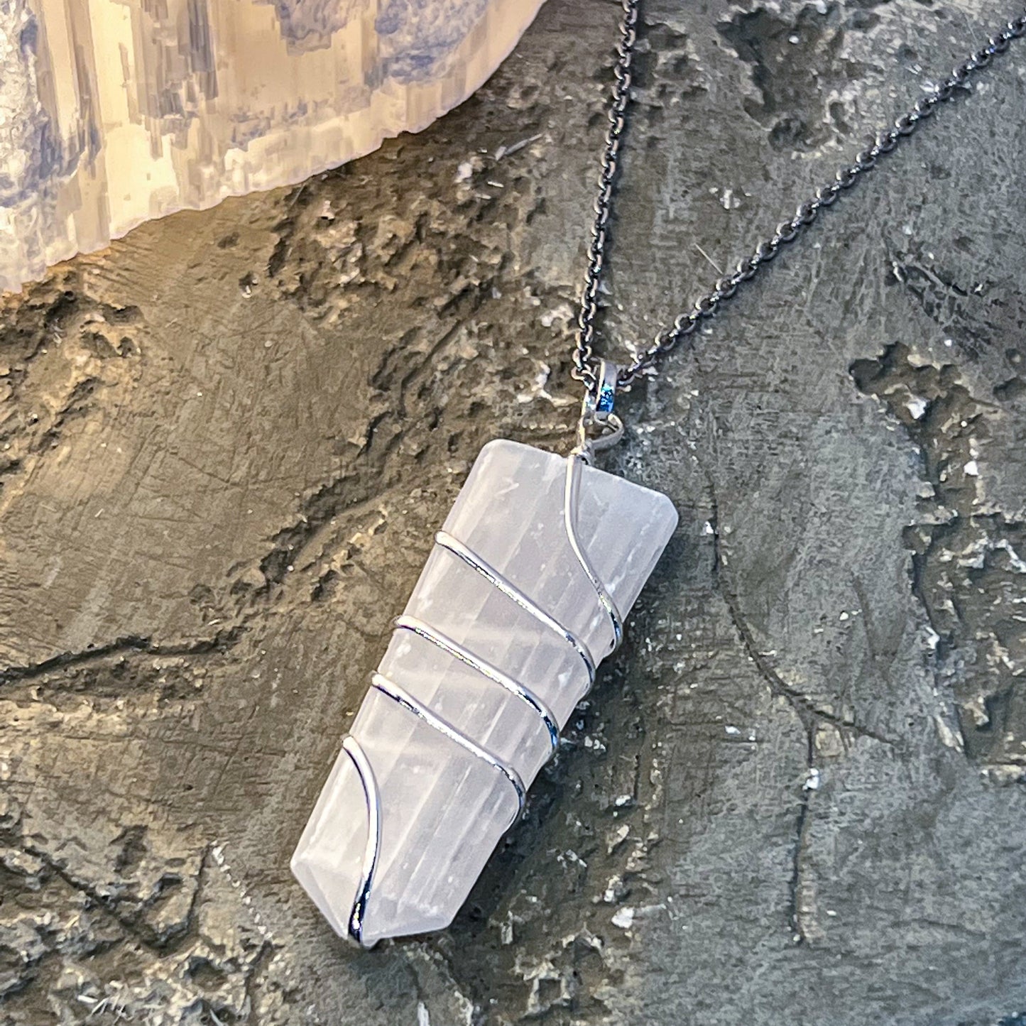 Selenite Flat Wrap Necklace