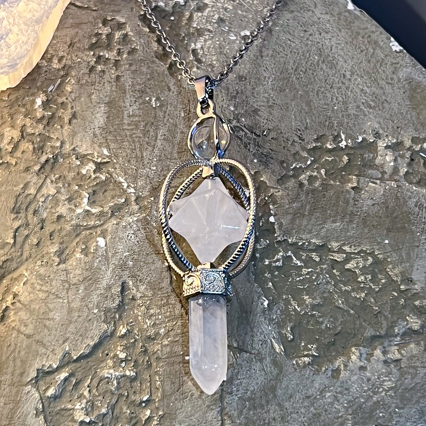 Quartz Point & Merkaba Necklace