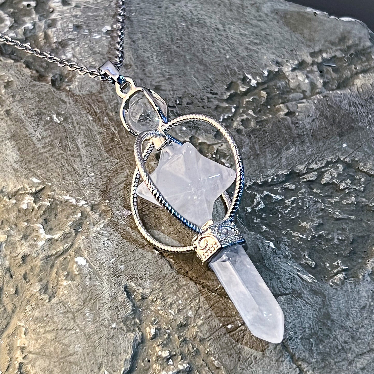 Quartz Point & Merkaba Necklace