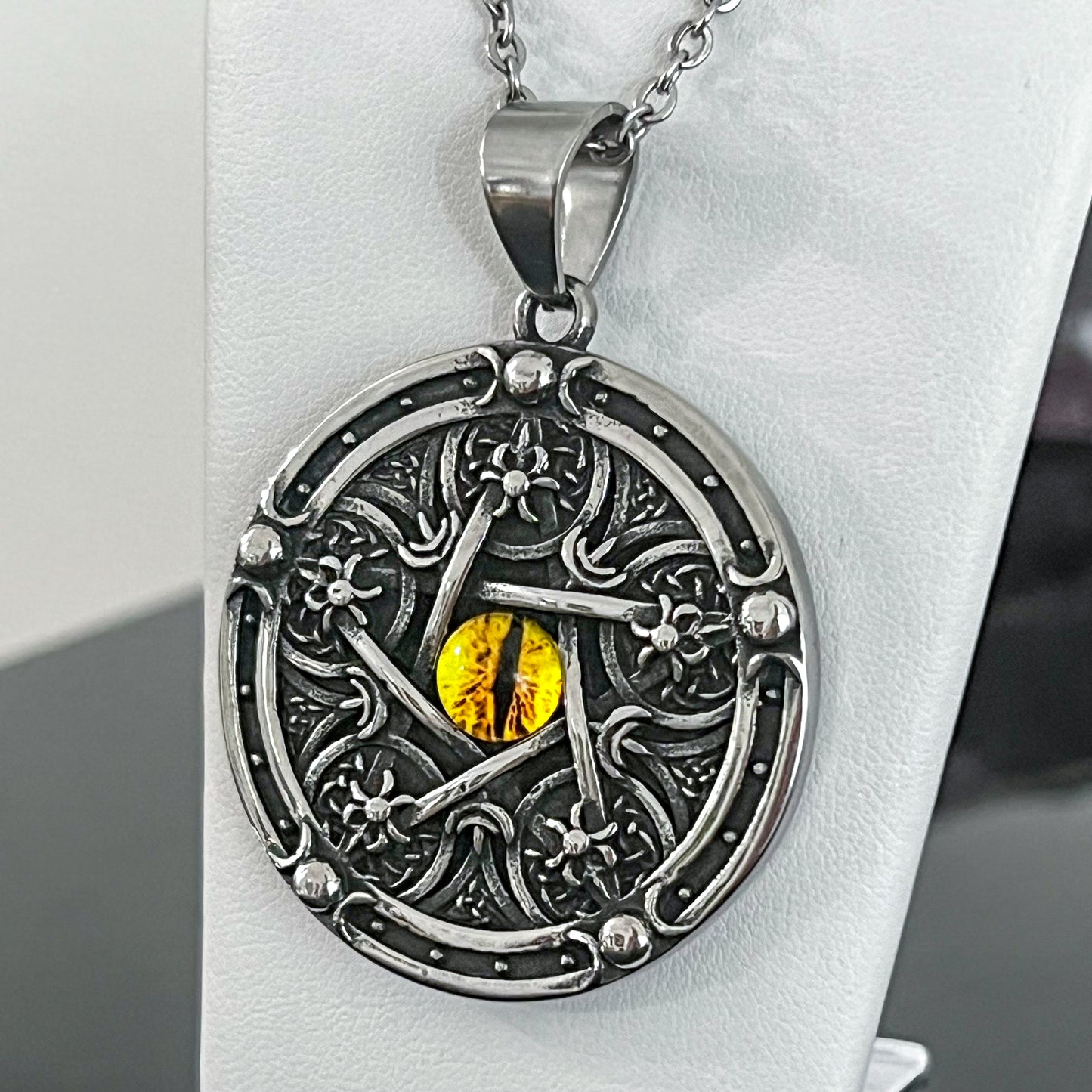 Yellow Eye Stainless Steel Necklace