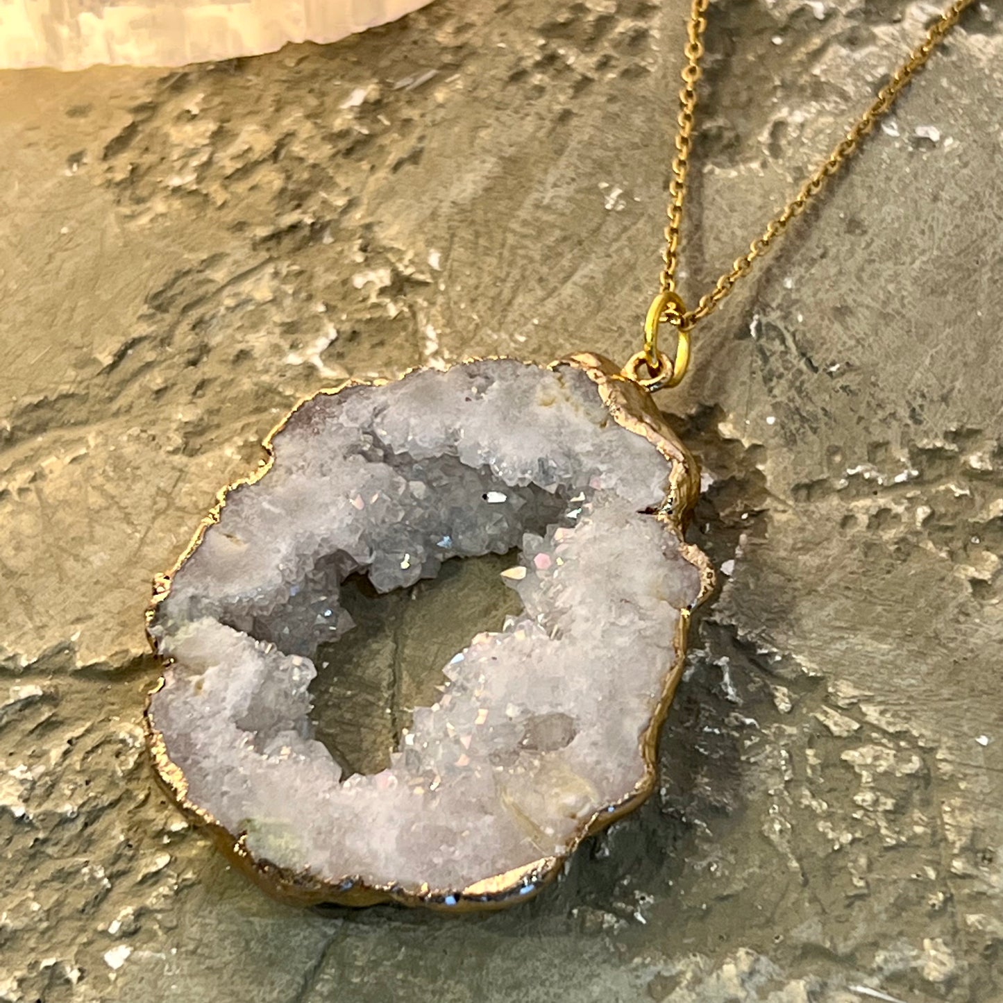 Aura Quartz Druzy Necklace (Style 3)