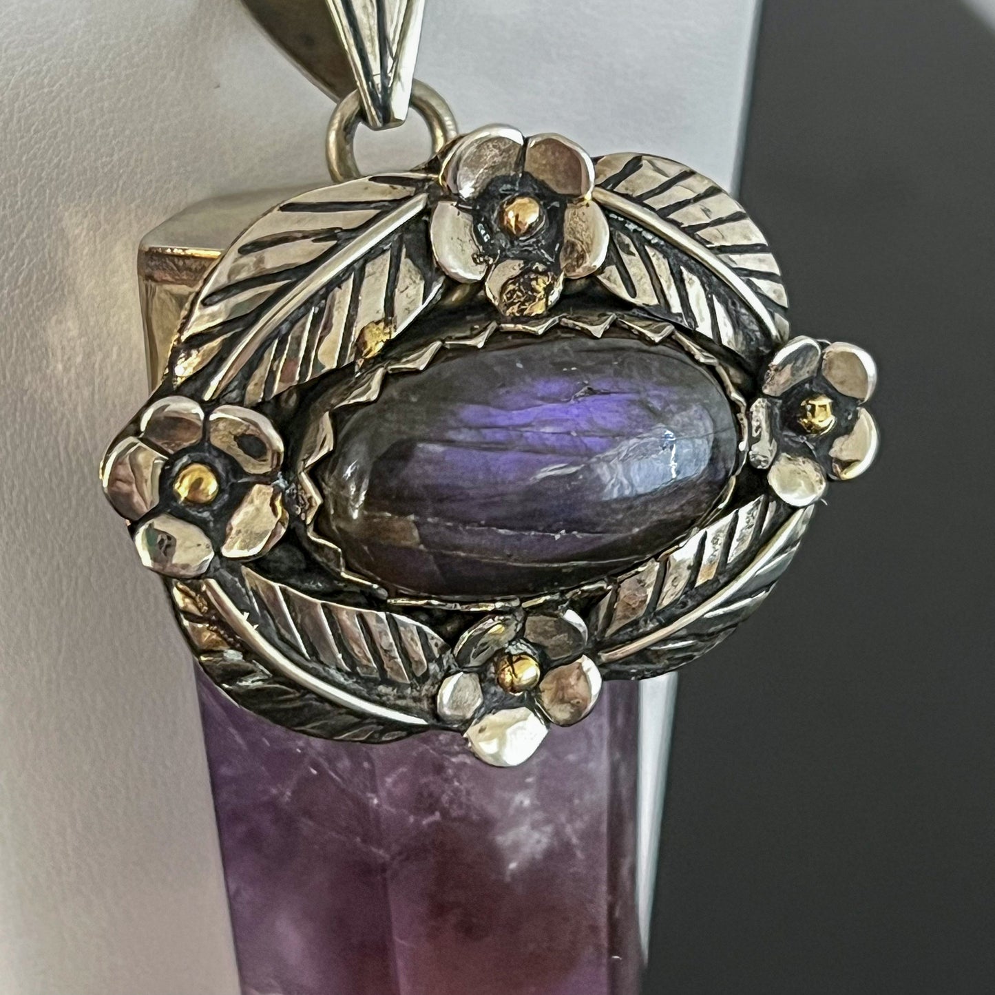 Ametrine & Purple Labradorite Indian Silver Necklace