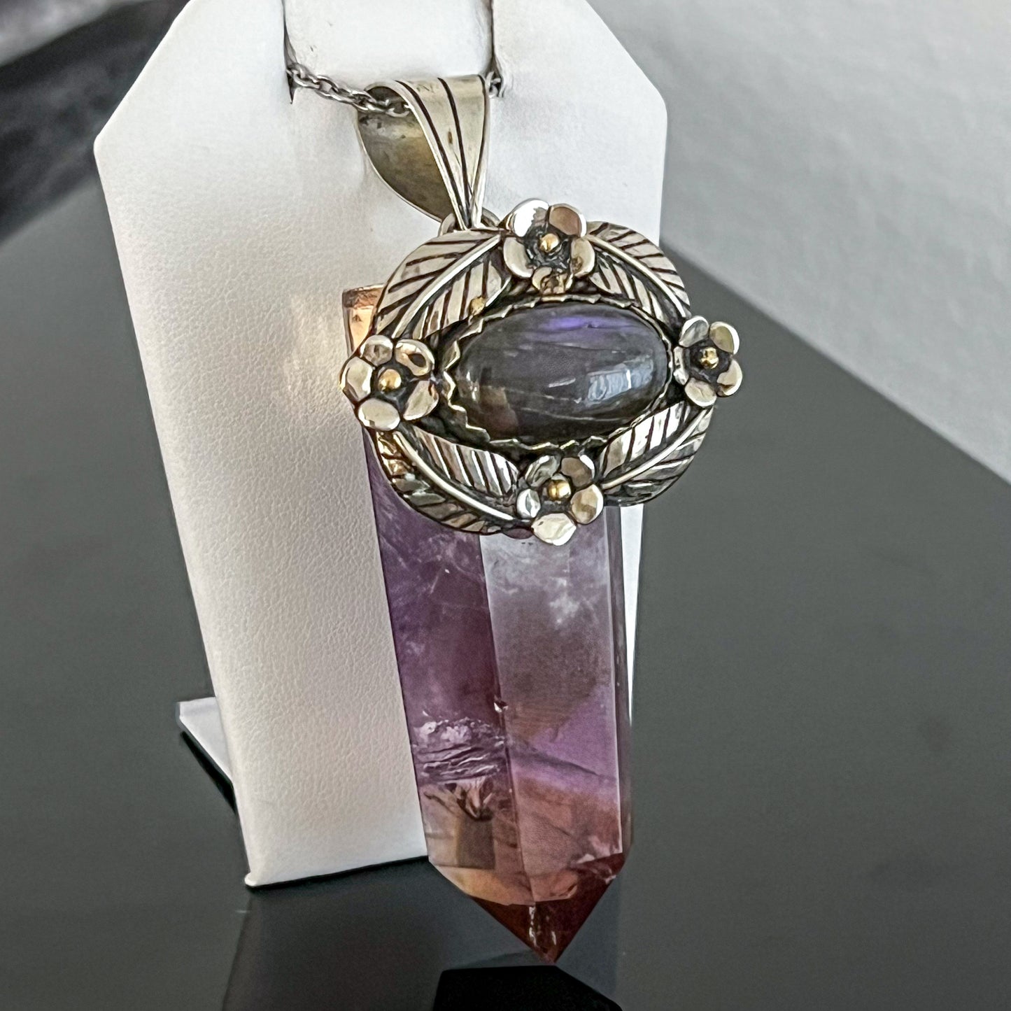 Ametrine & Purple Labradorite Indian Silver Necklace