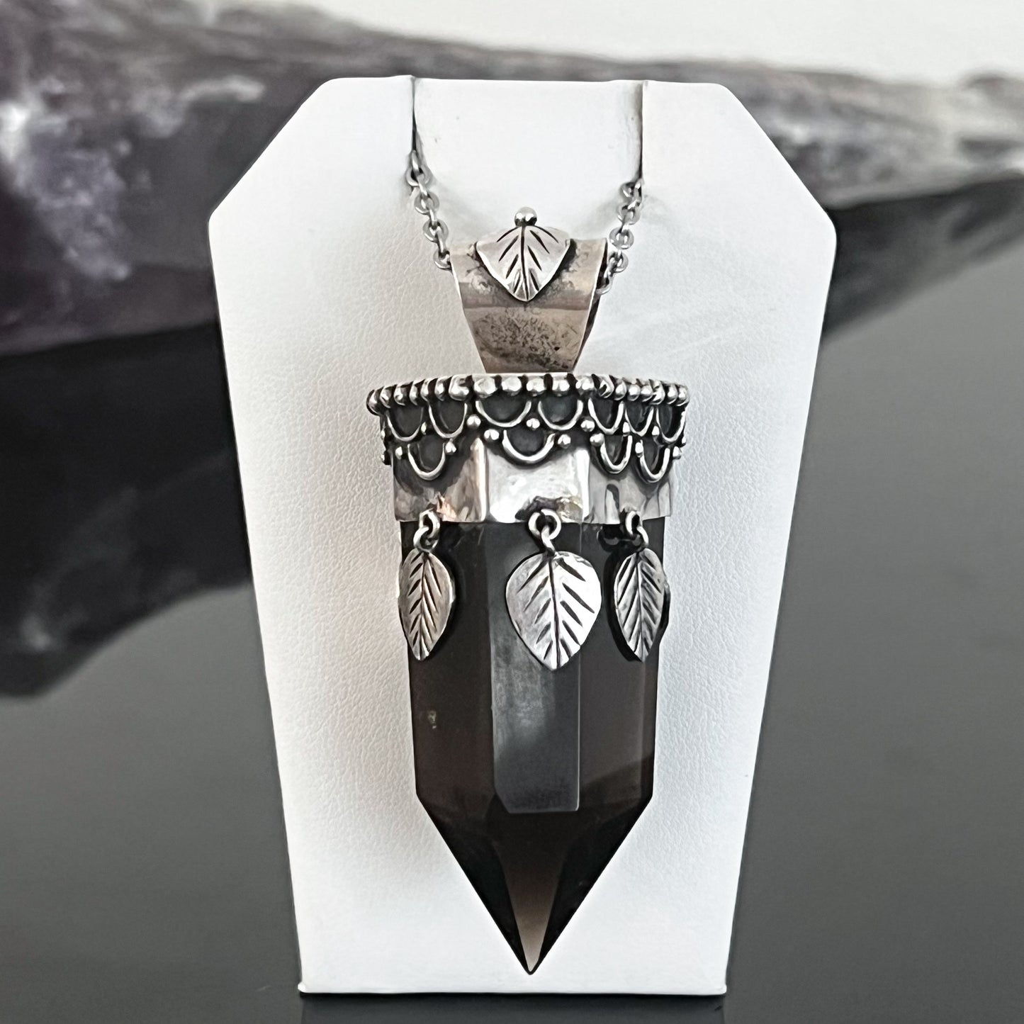 Smoky Quartz Indian Silver Necklace