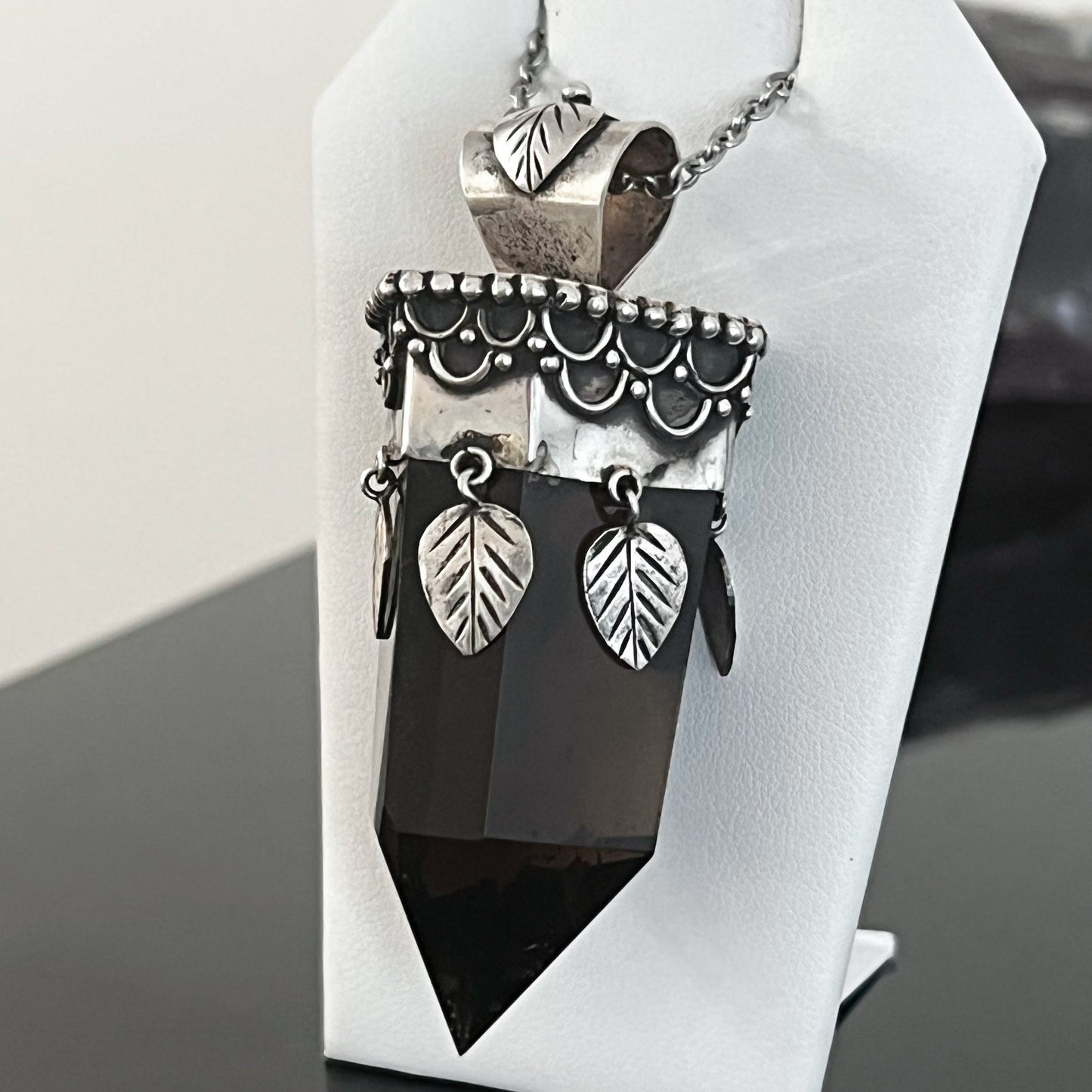 Smoky Quartz Indian Silver Necklace