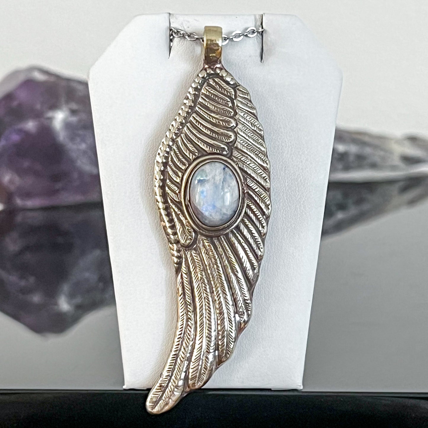 Moonstone Indian Silver Necklace