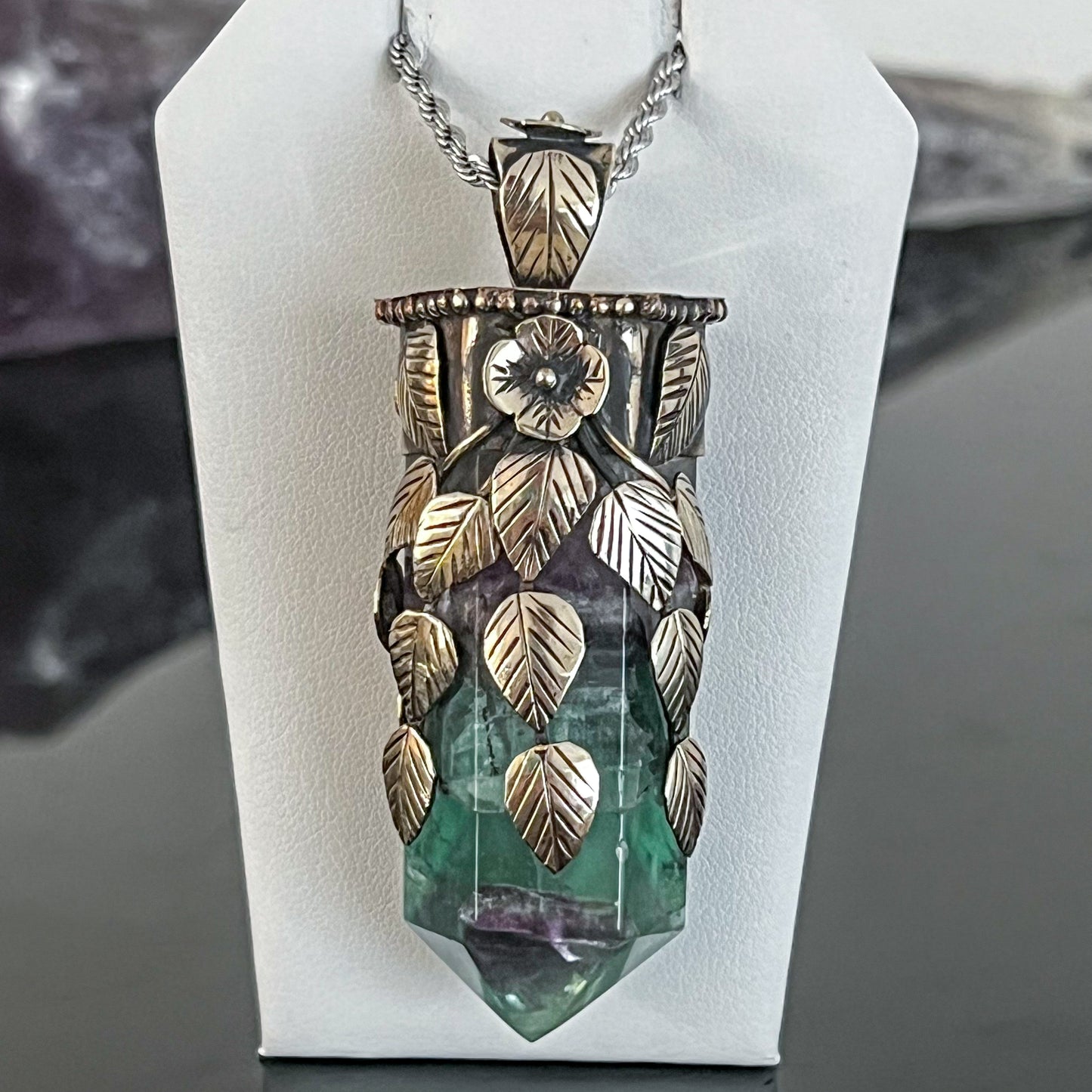 Fluorite Indian Silver Necklace
