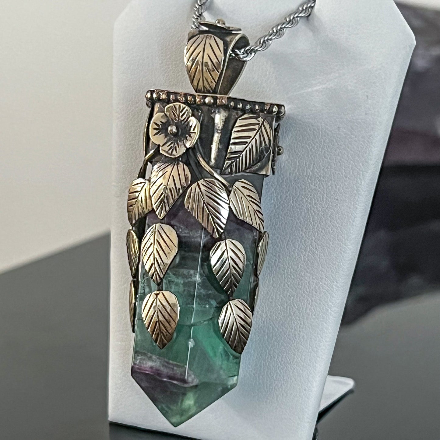 Fluorite Indian Silver Necklace