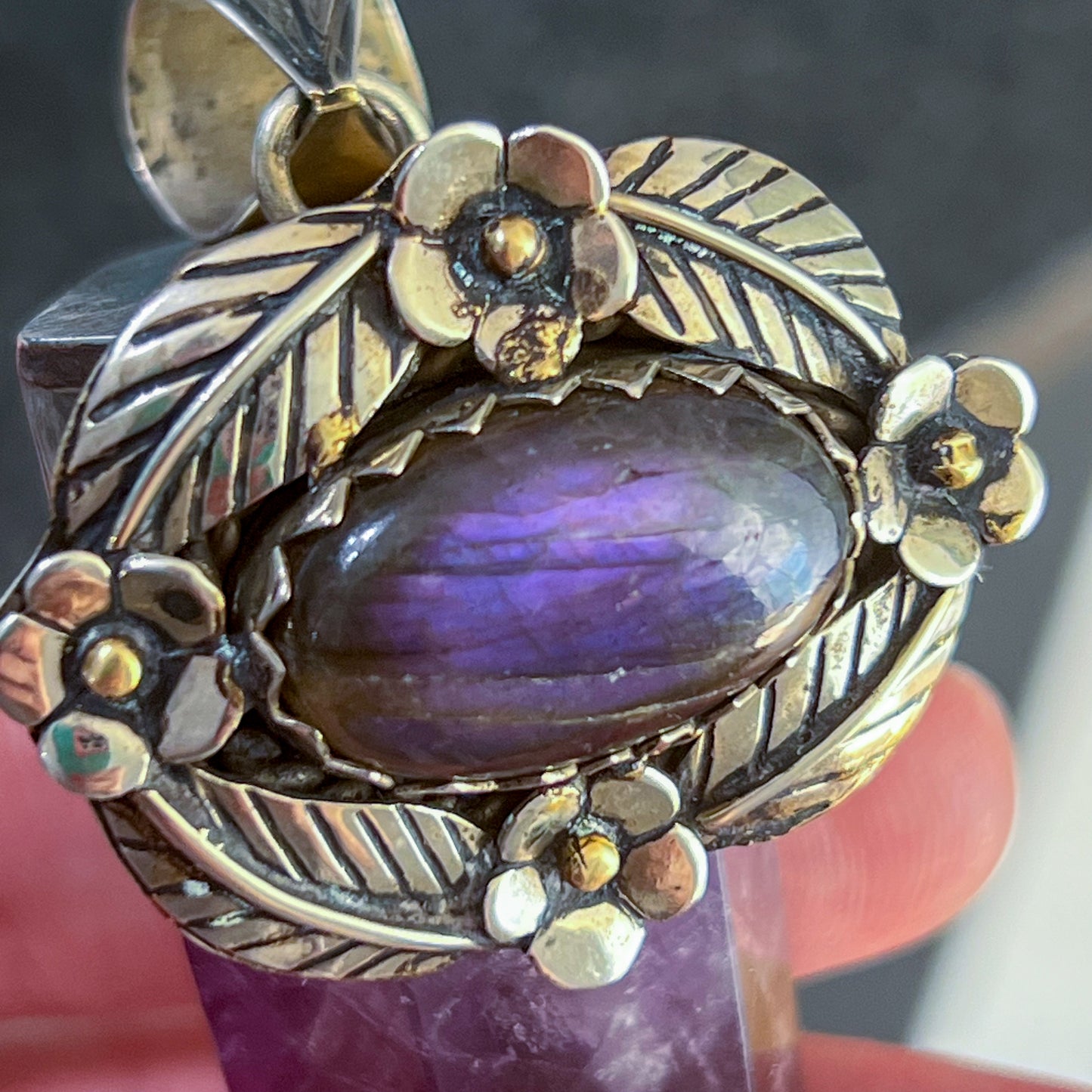 Ametrine & Purple Labradorite Indian Silver Necklace