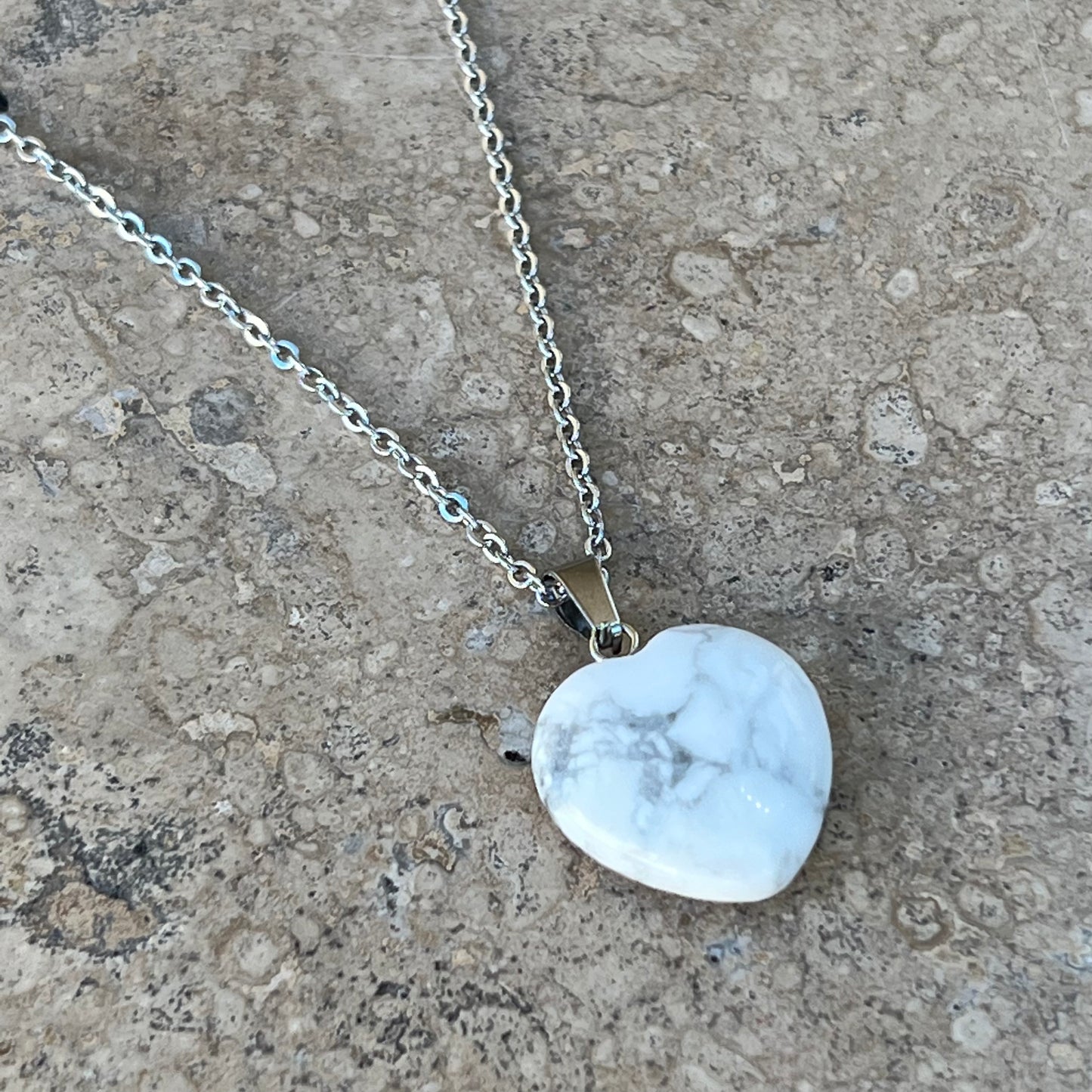 Howlite Heart Necklace (Small)