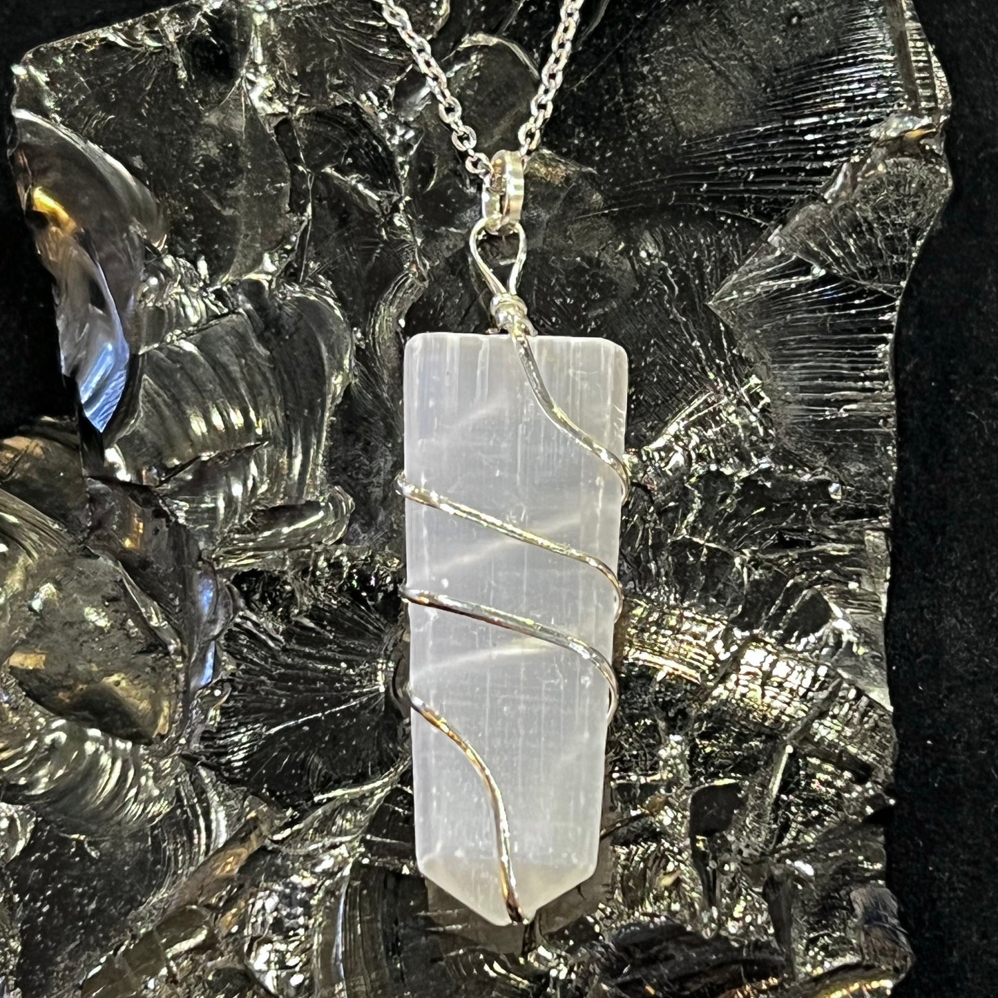 Selenite Flat Wrap Necklace