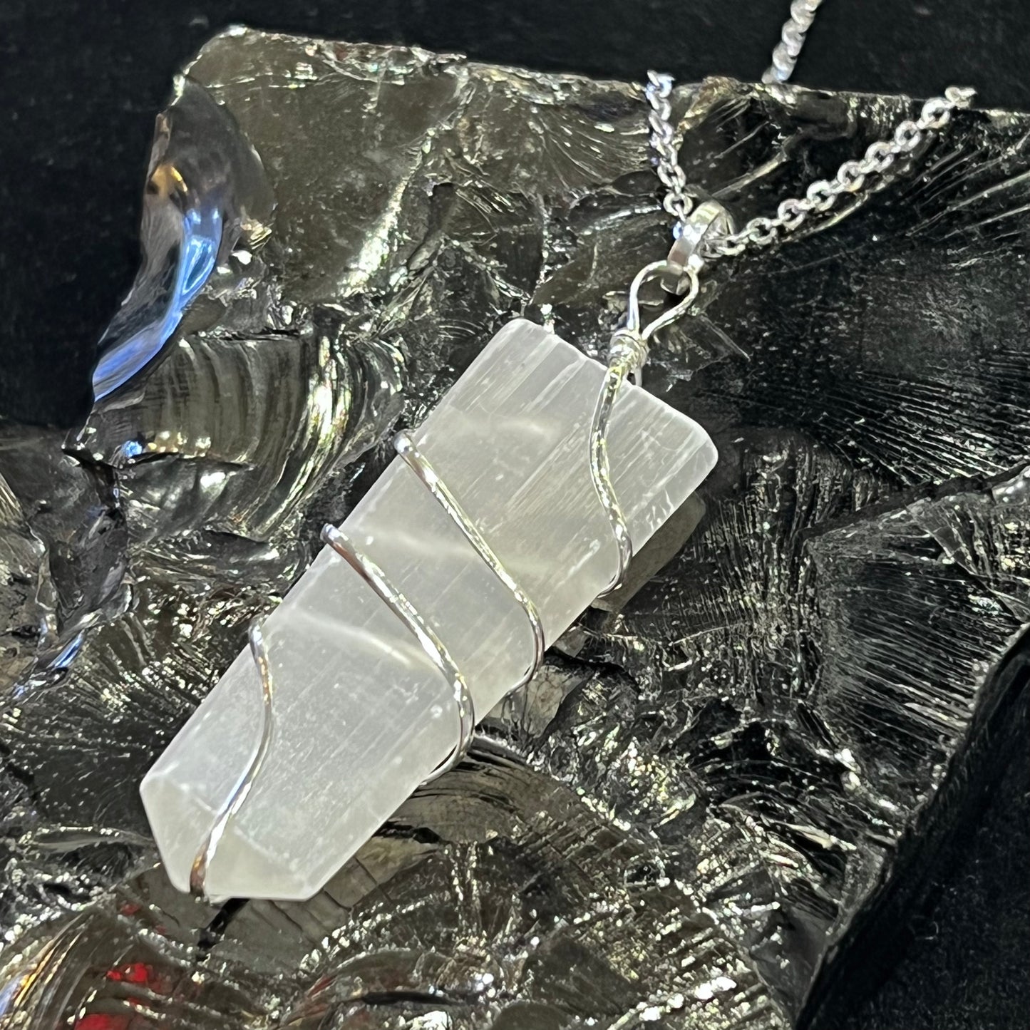 Selenite Flat Wrap Necklace