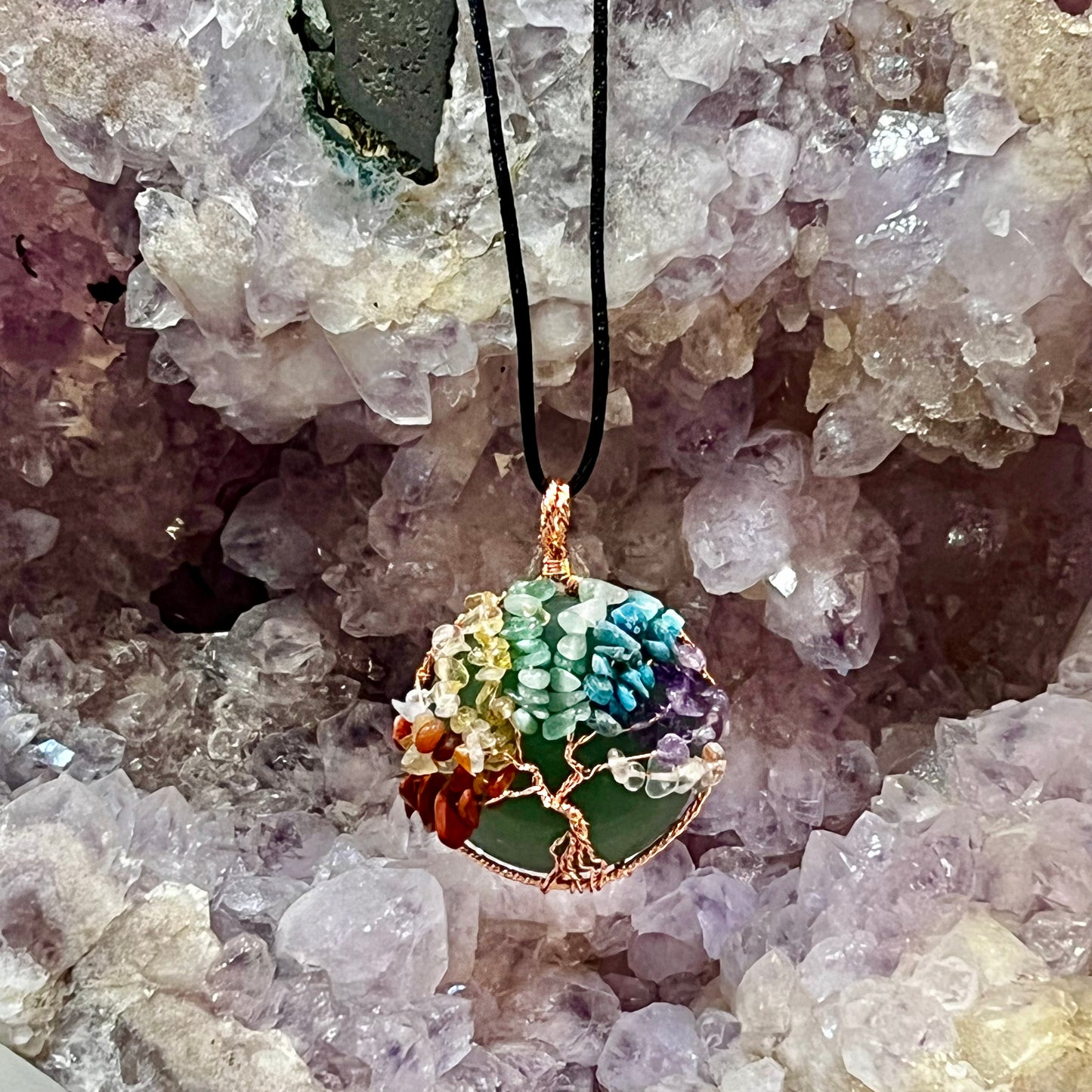 Aventurine Copper Tree of Life Necklace