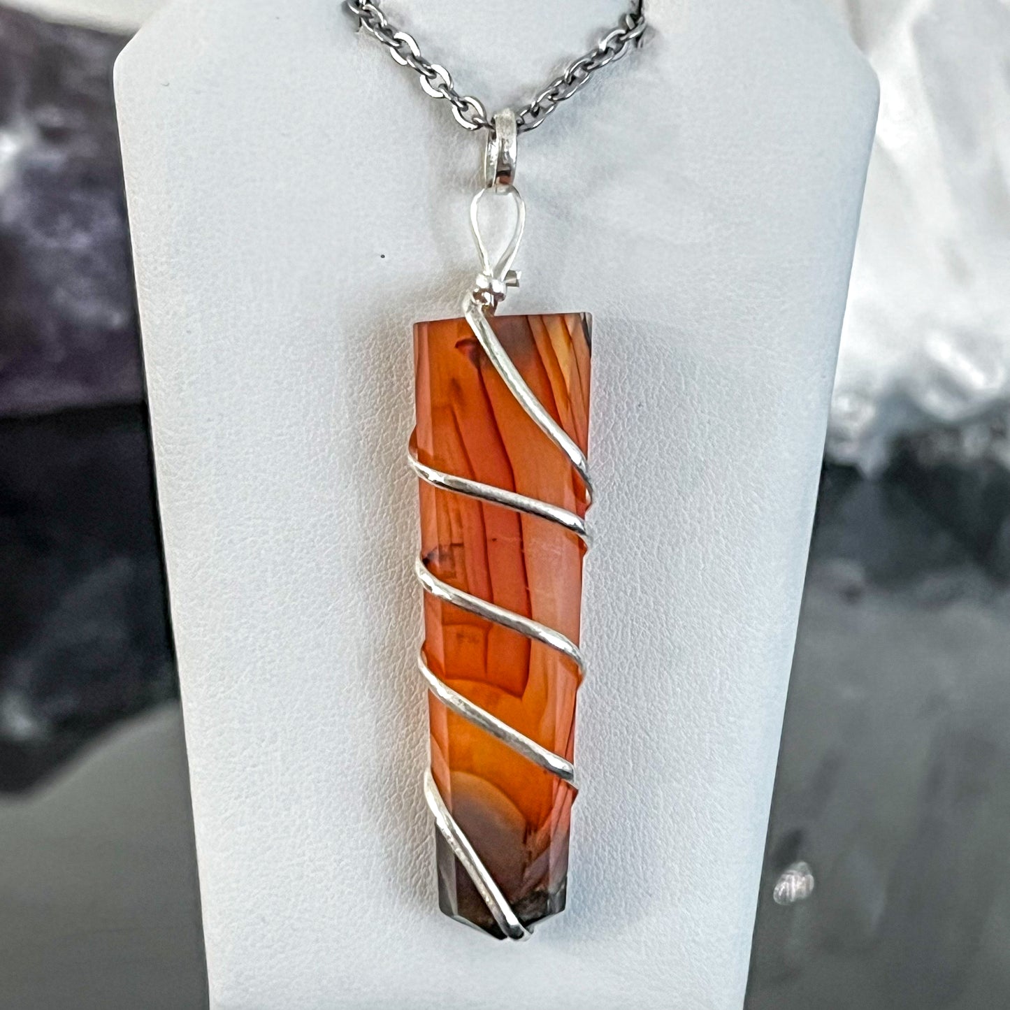 Carnelian Flat Coil Necklace