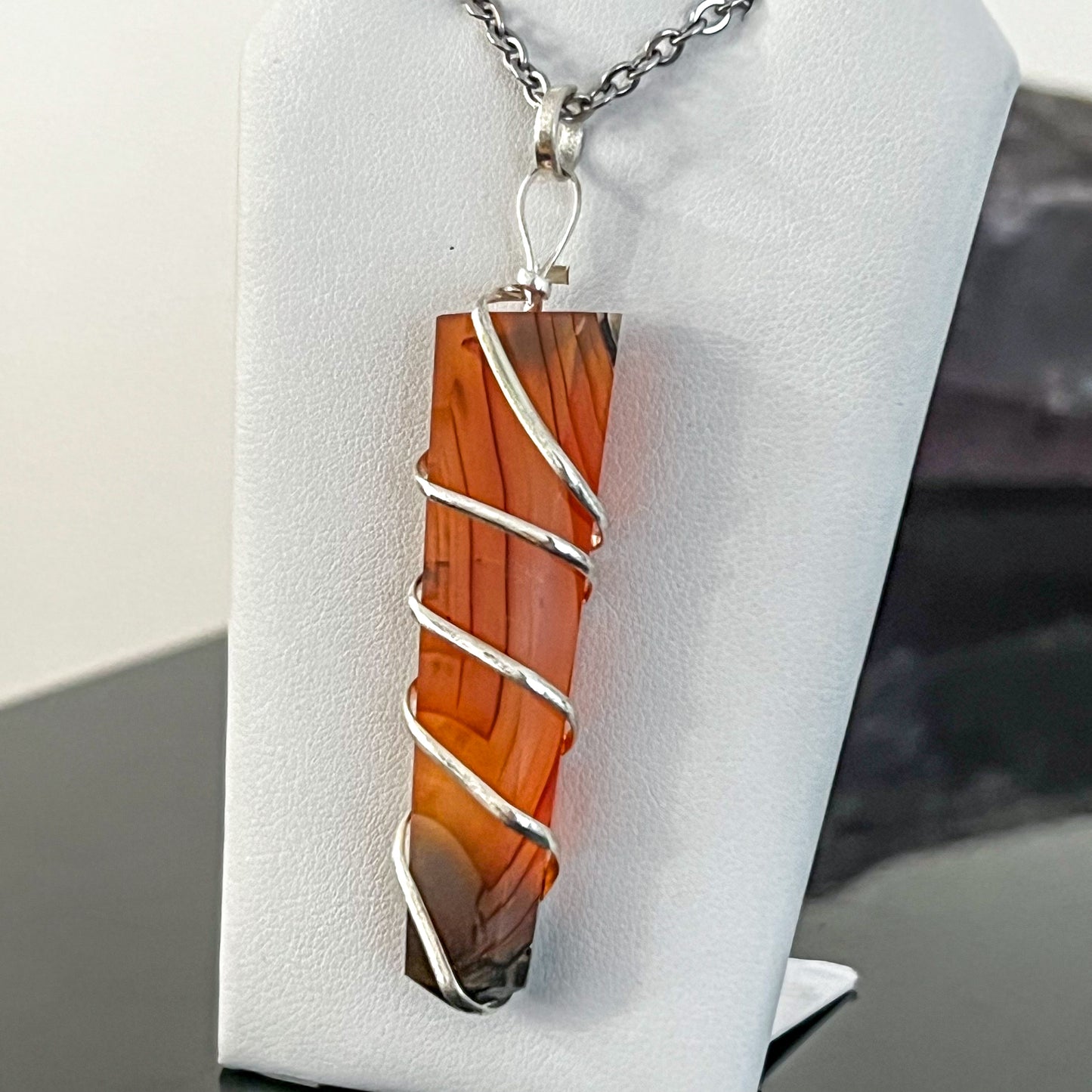 Carnelian Flat Coil Necklace