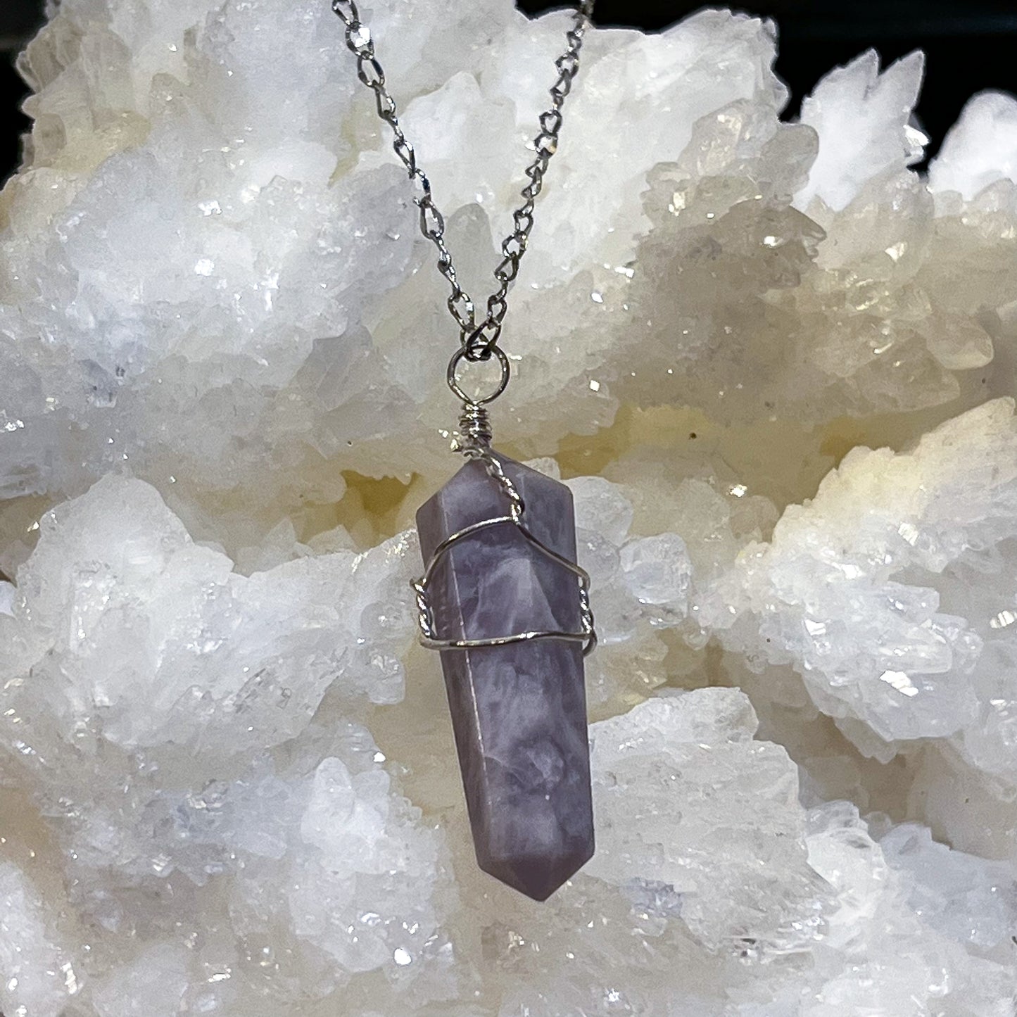 Lepidolite Wire Wrap Necklace