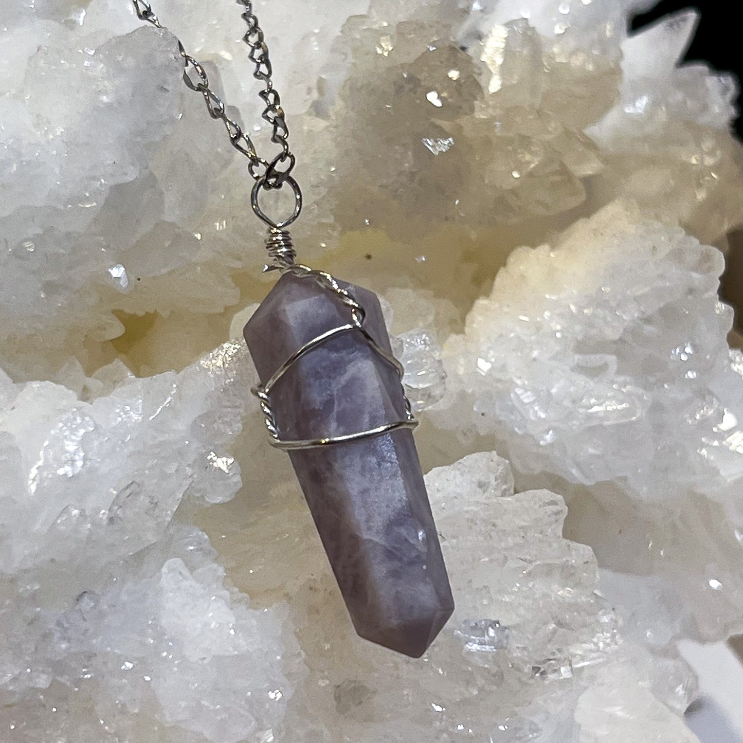 Lepidolite Wire Wrap Necklace