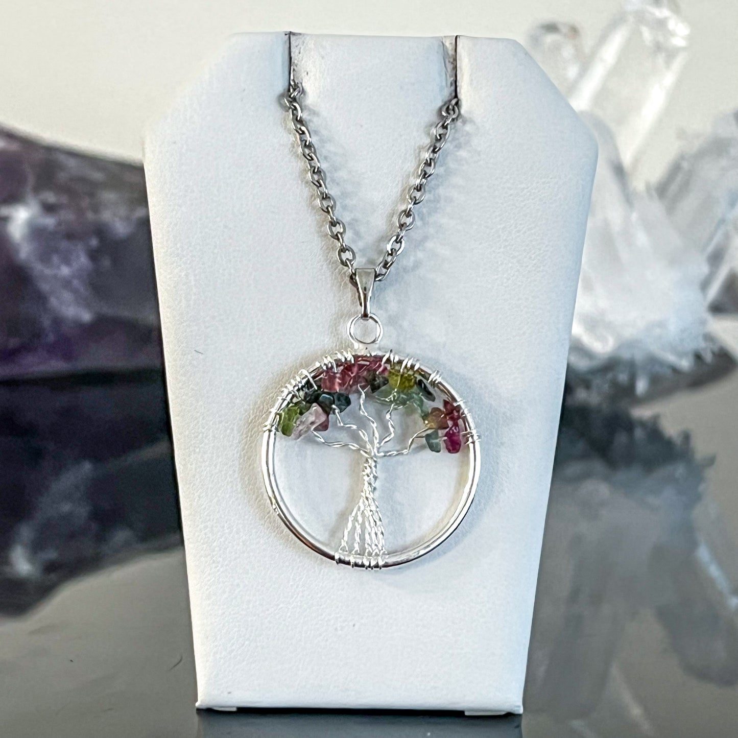 Multi Tourmaline Tree of Life Necklace