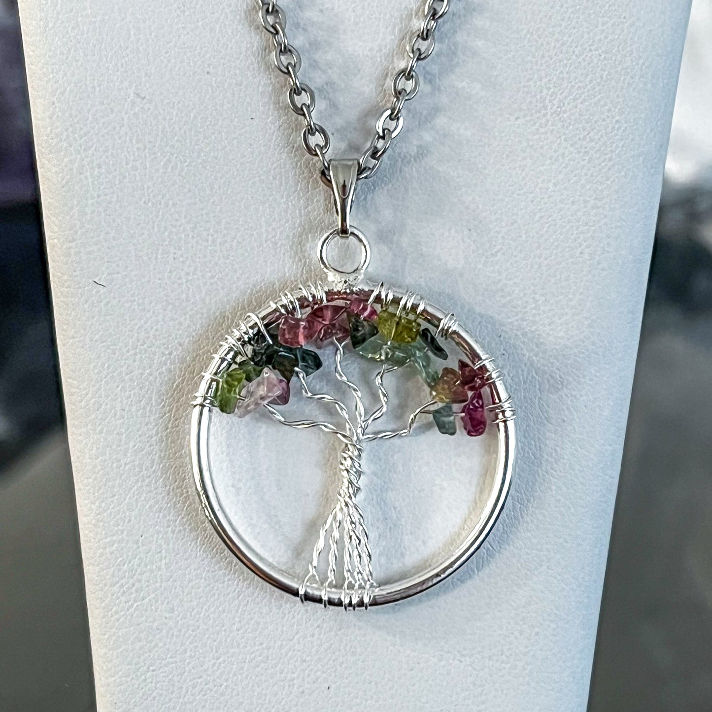 Multi Tourmaline Tree of Life Necklace