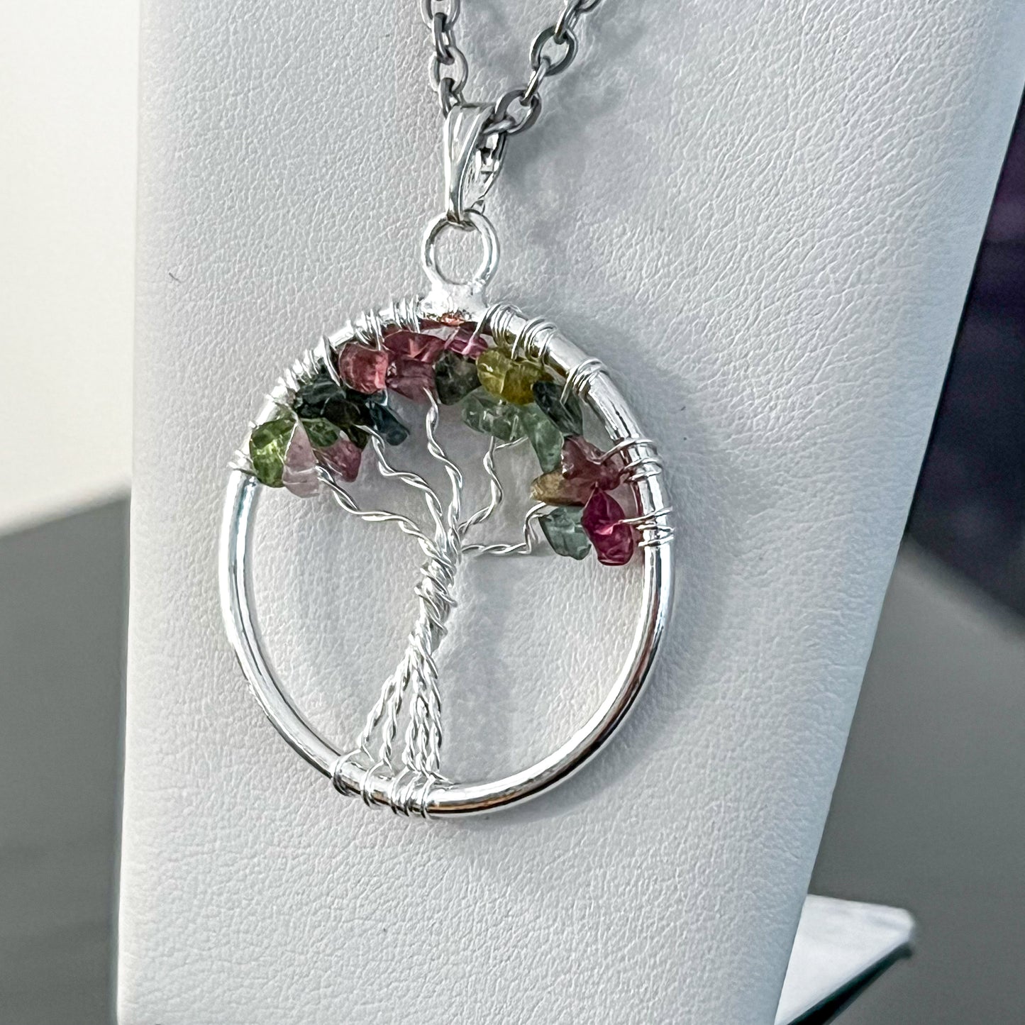 Multi Tourmaline Tree of Life Necklace