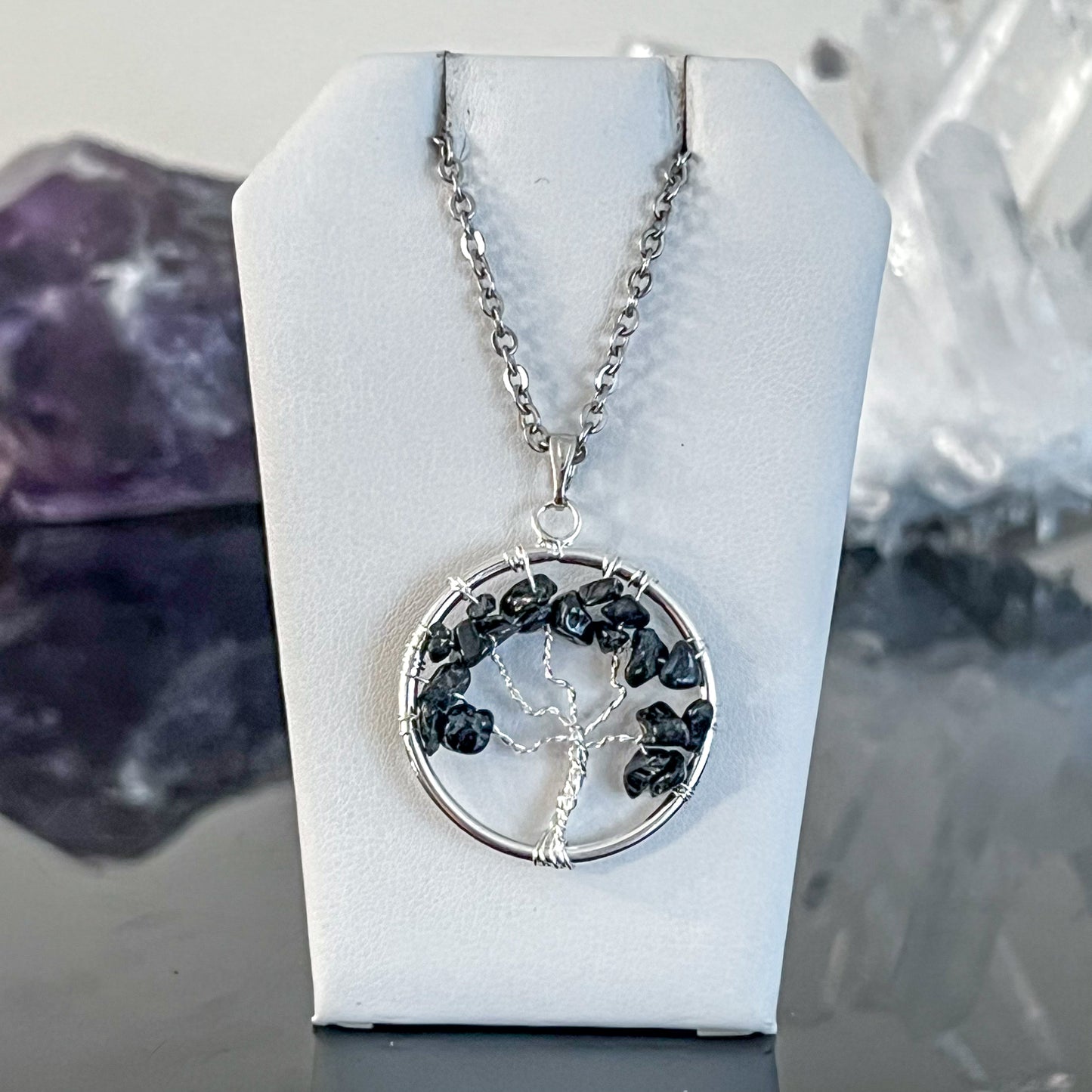 Black Tourmaline Tree of Life Necklace