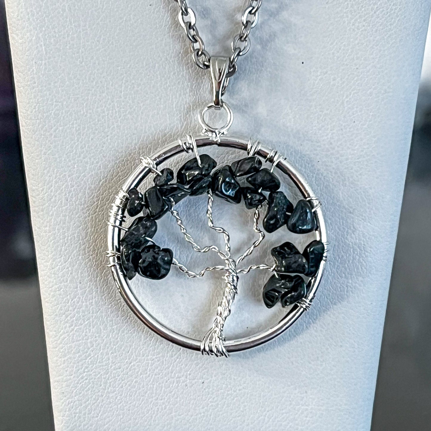 Black Tourmaline Tree of Life Necklace