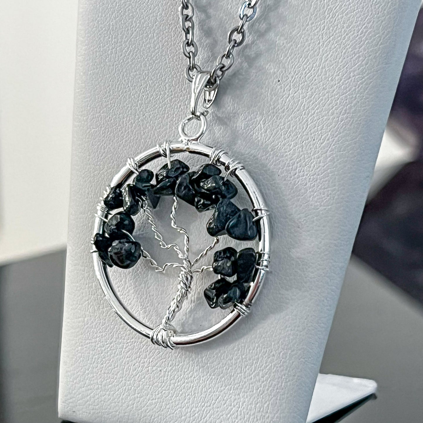 Black Tourmaline Tree of Life Necklace