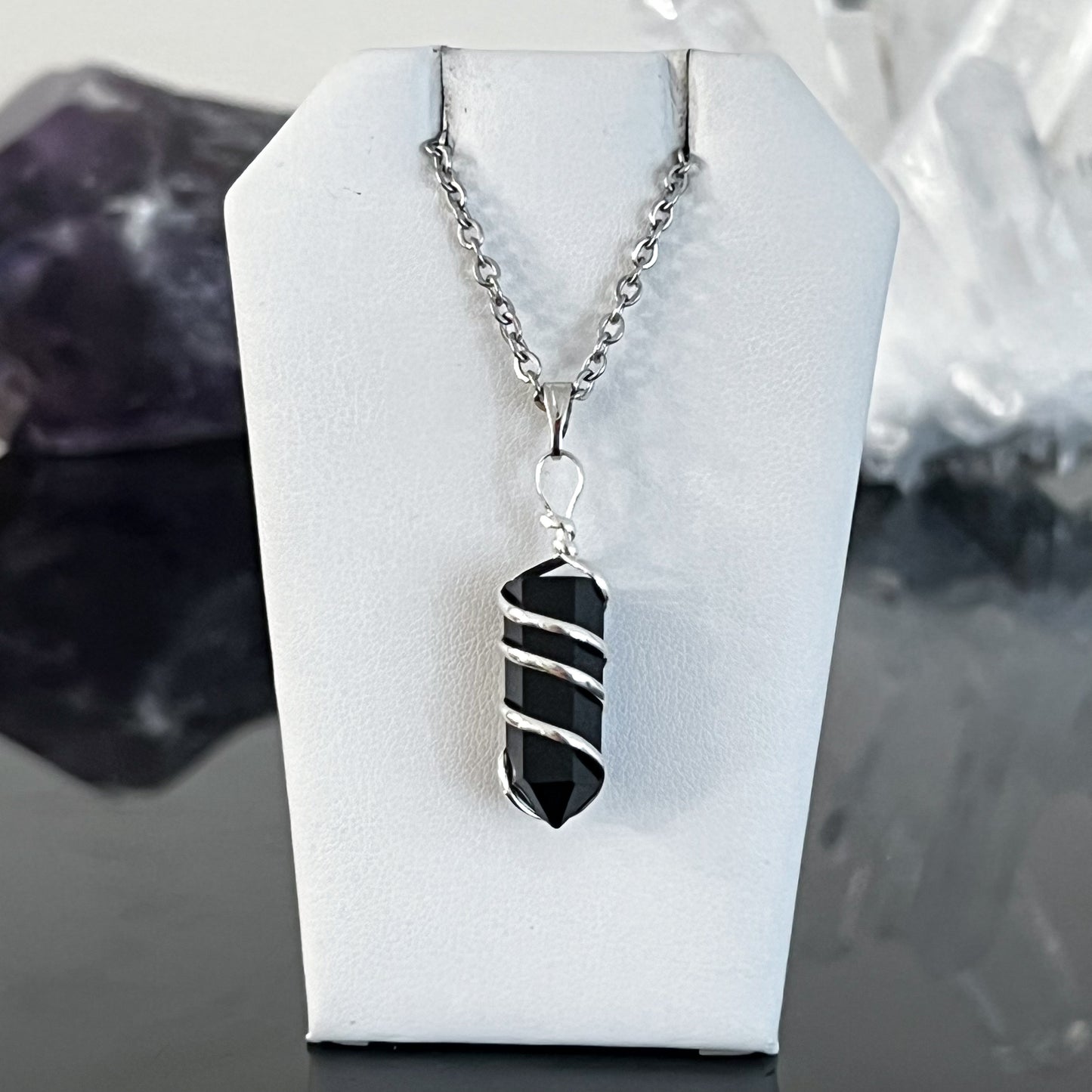 Obsidian Spiral Necklace (Small)