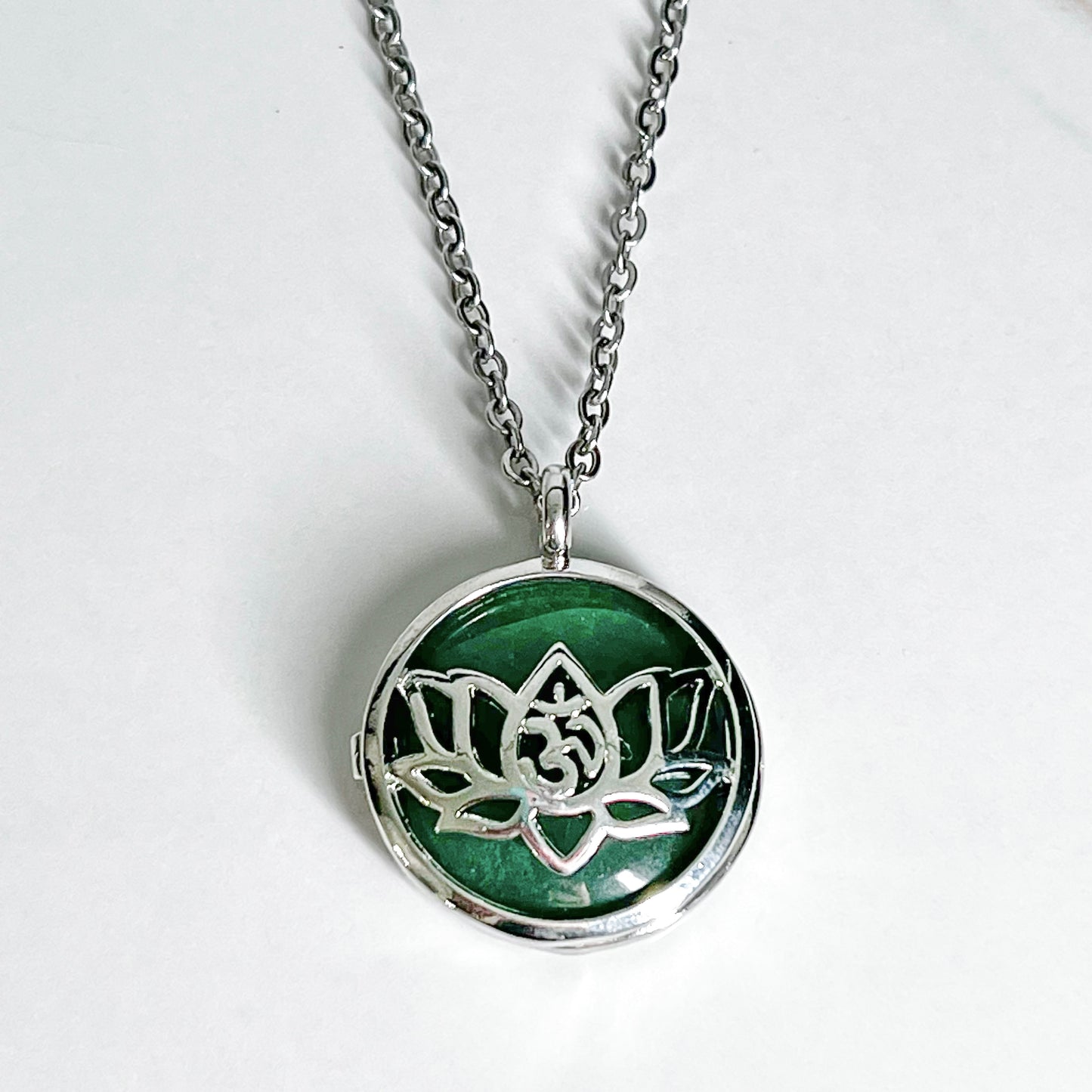 Aventurine OM Lotus Necklace