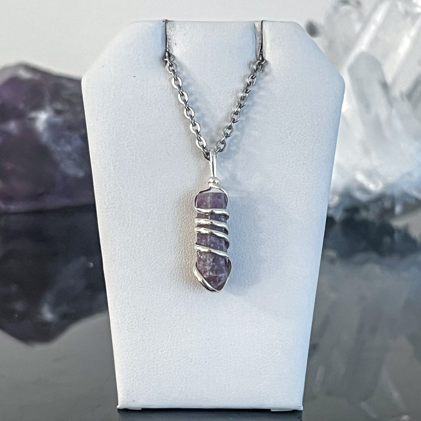 Lepidolite Spiral Necklace (Small)