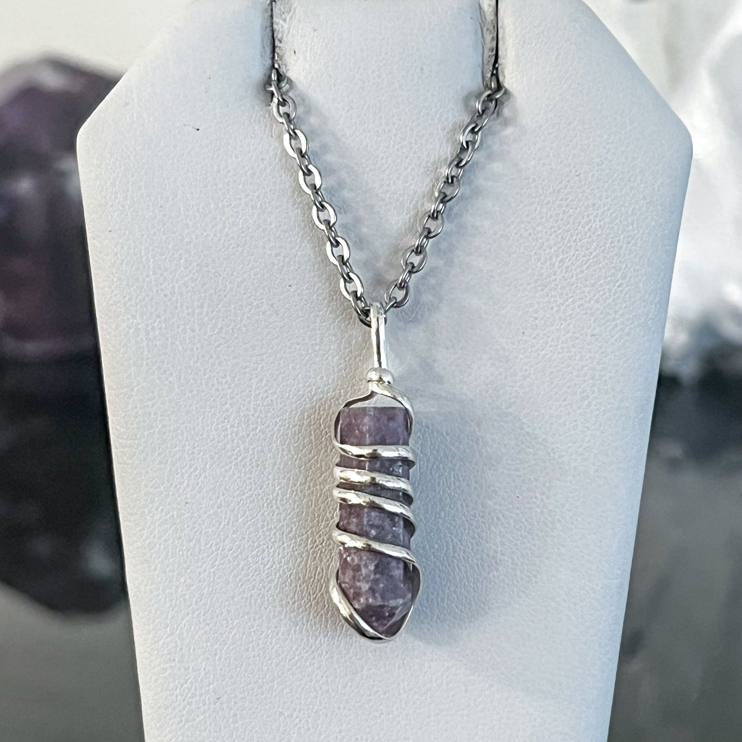 Lepidolite Spiral Necklace (Small)