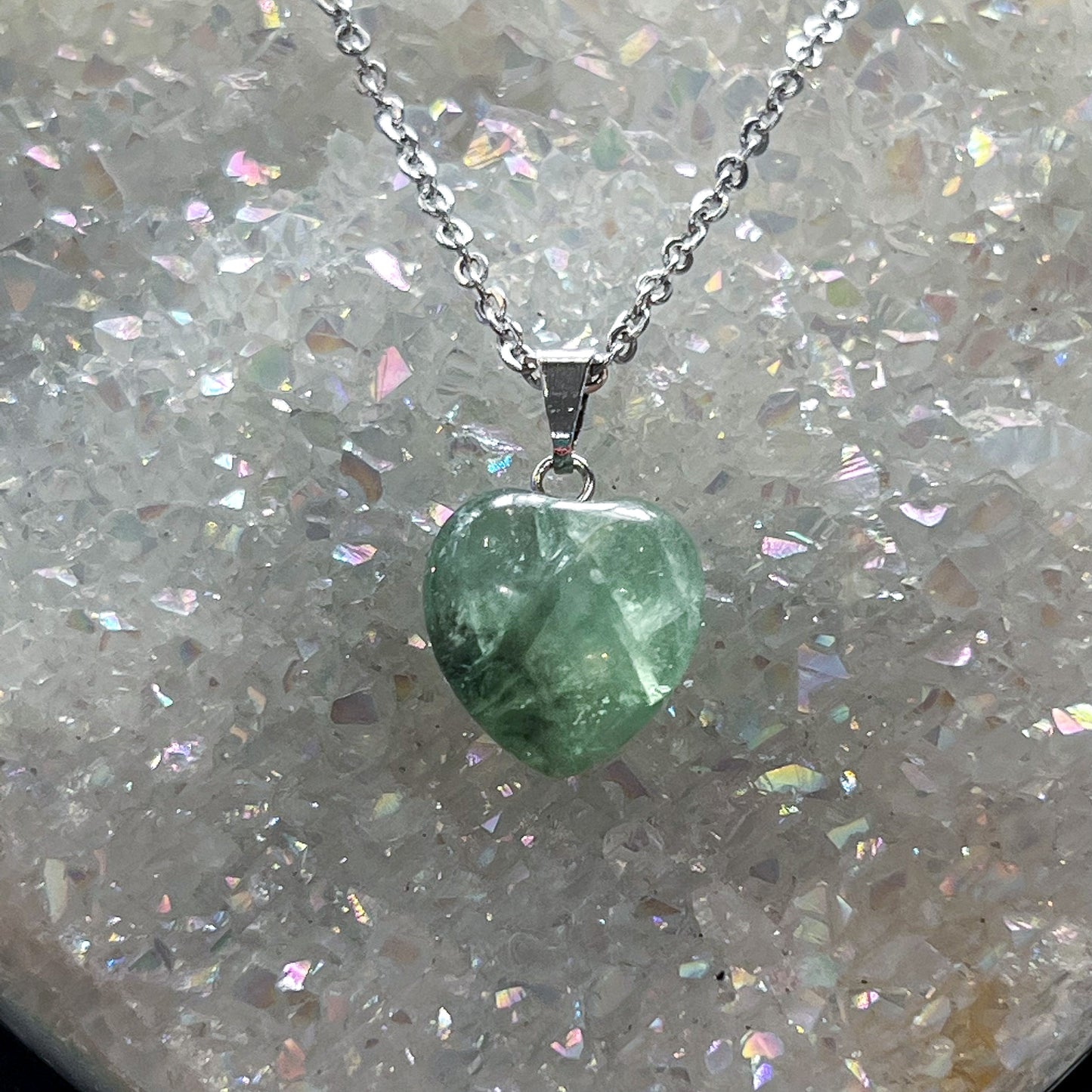 Green Fluorite Mini Heart Necklace
