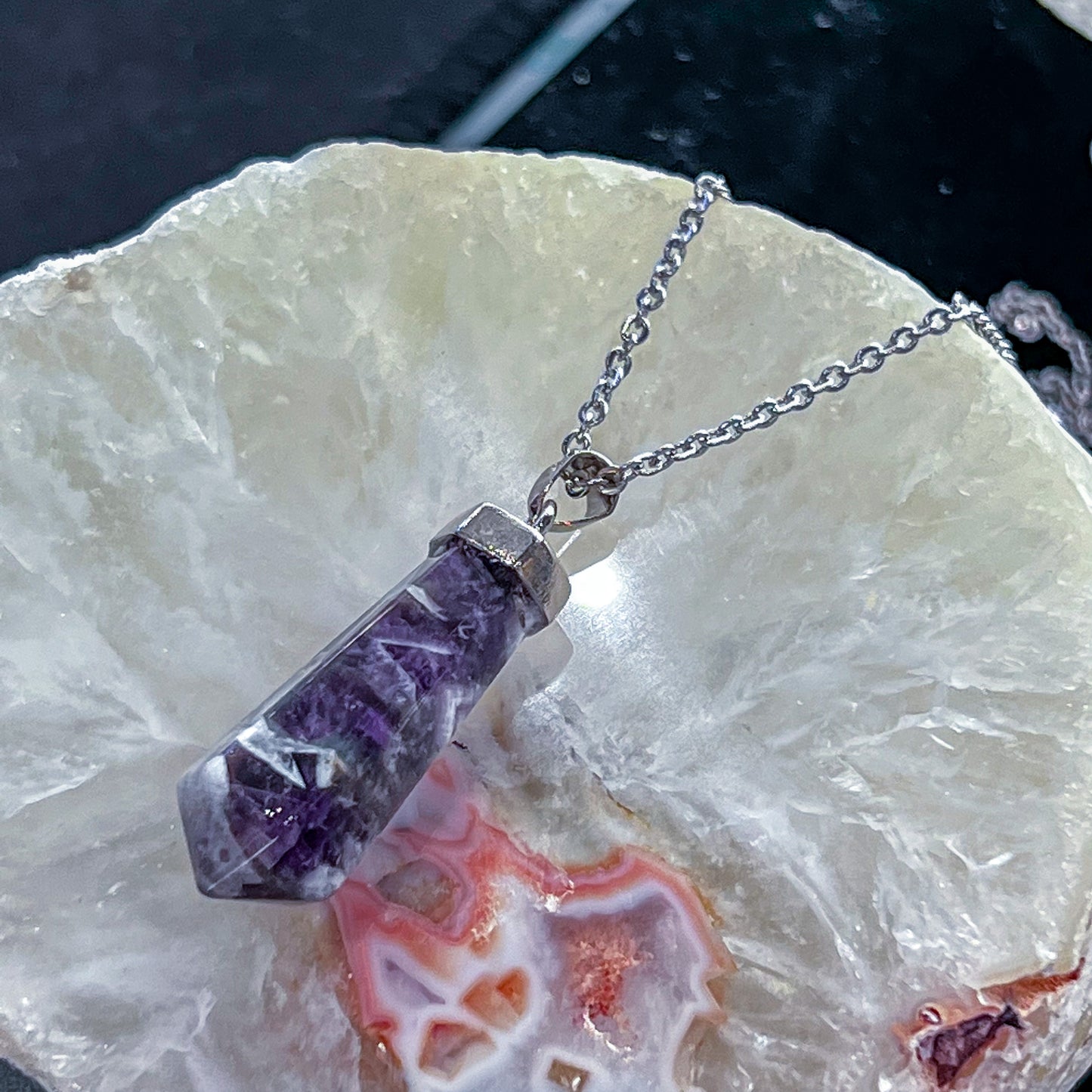 Chevron Amethyst Point Necklace