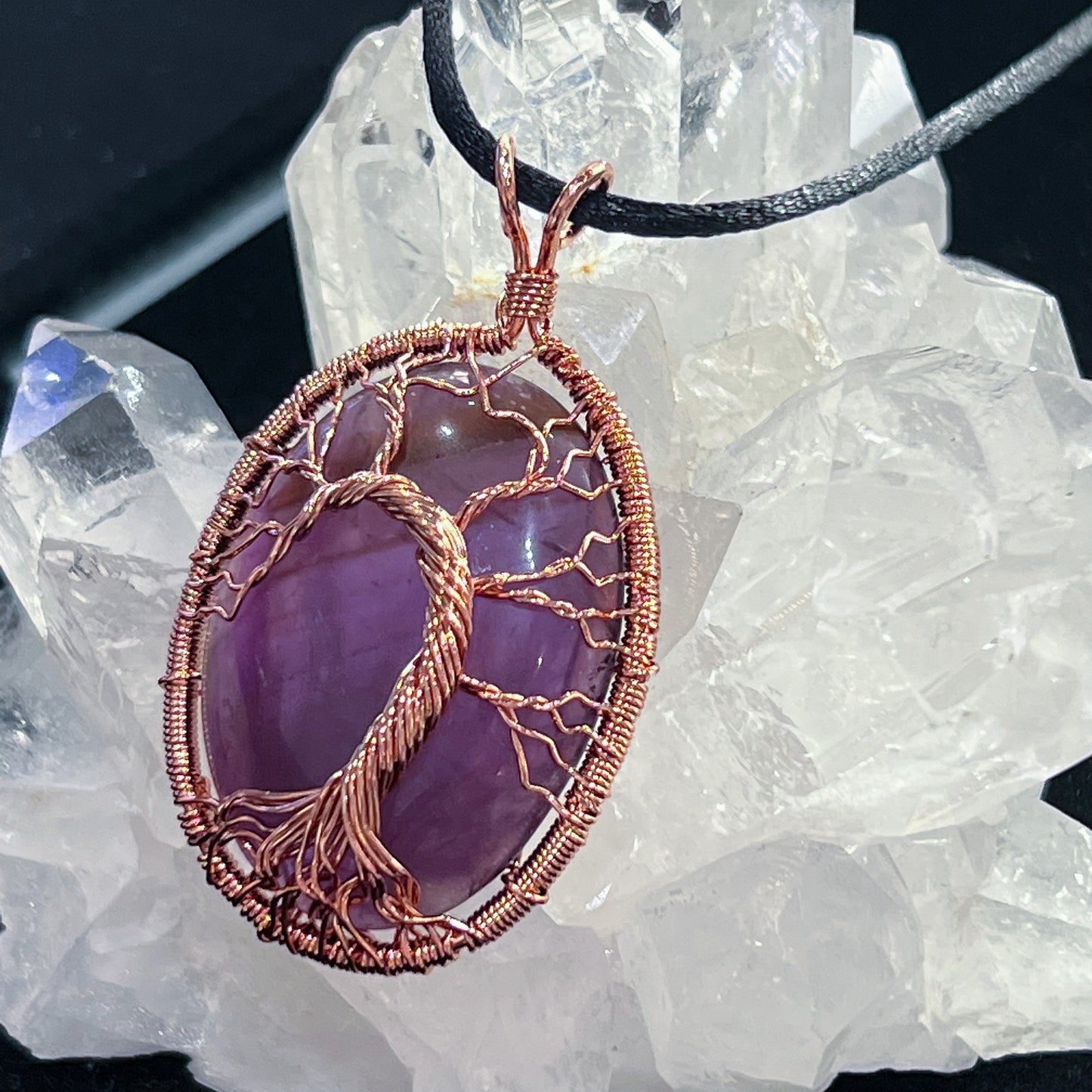 Amethyst Copper Tree of Life Necklace