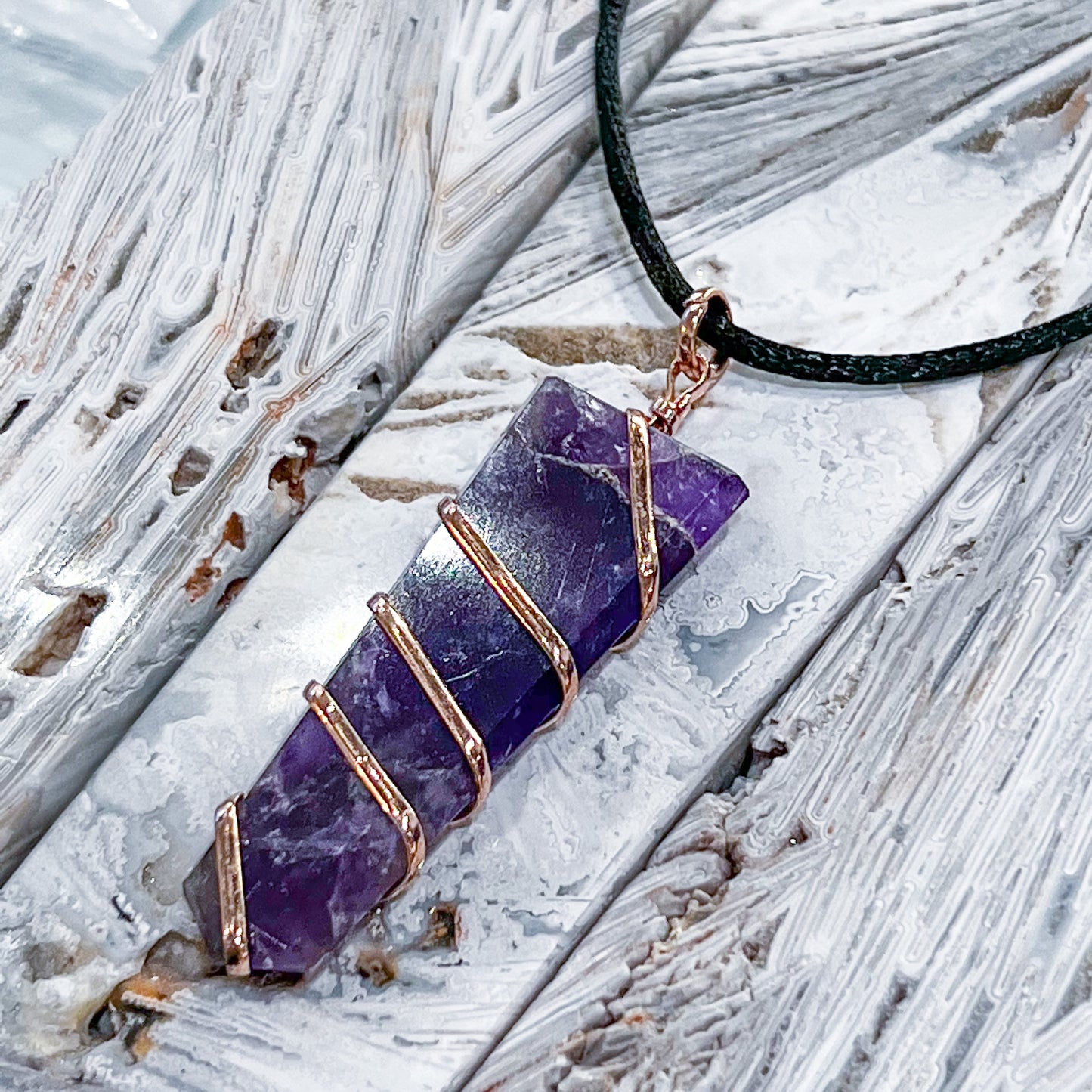 Amethyst Copper Plated Wrap Necklace