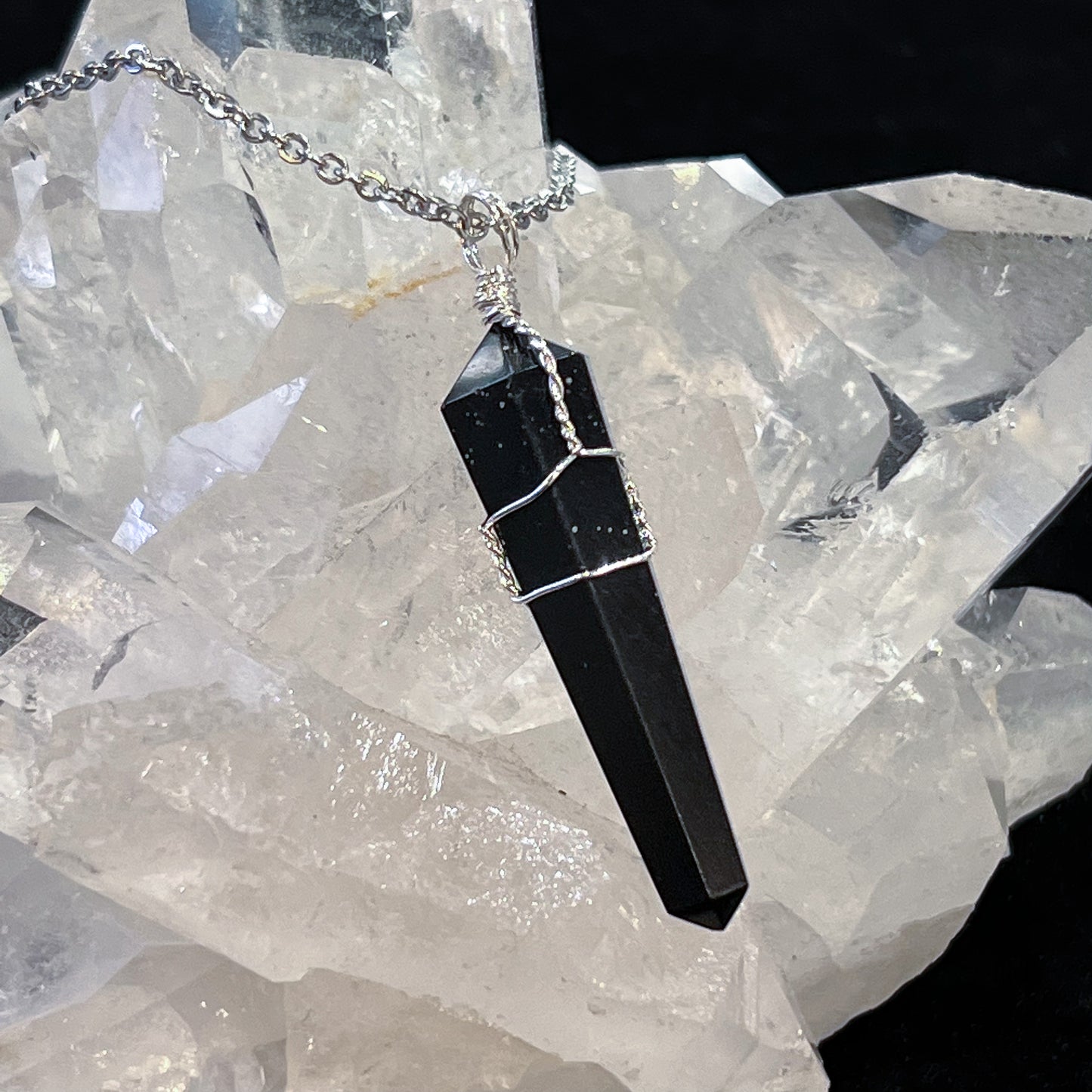 Obsidian Wire Wrap Necklace
