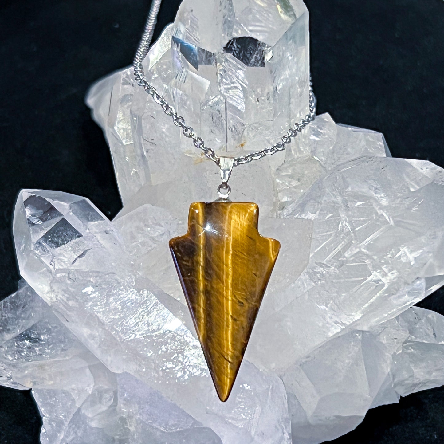 Tiger Eye Arrow Necklace
