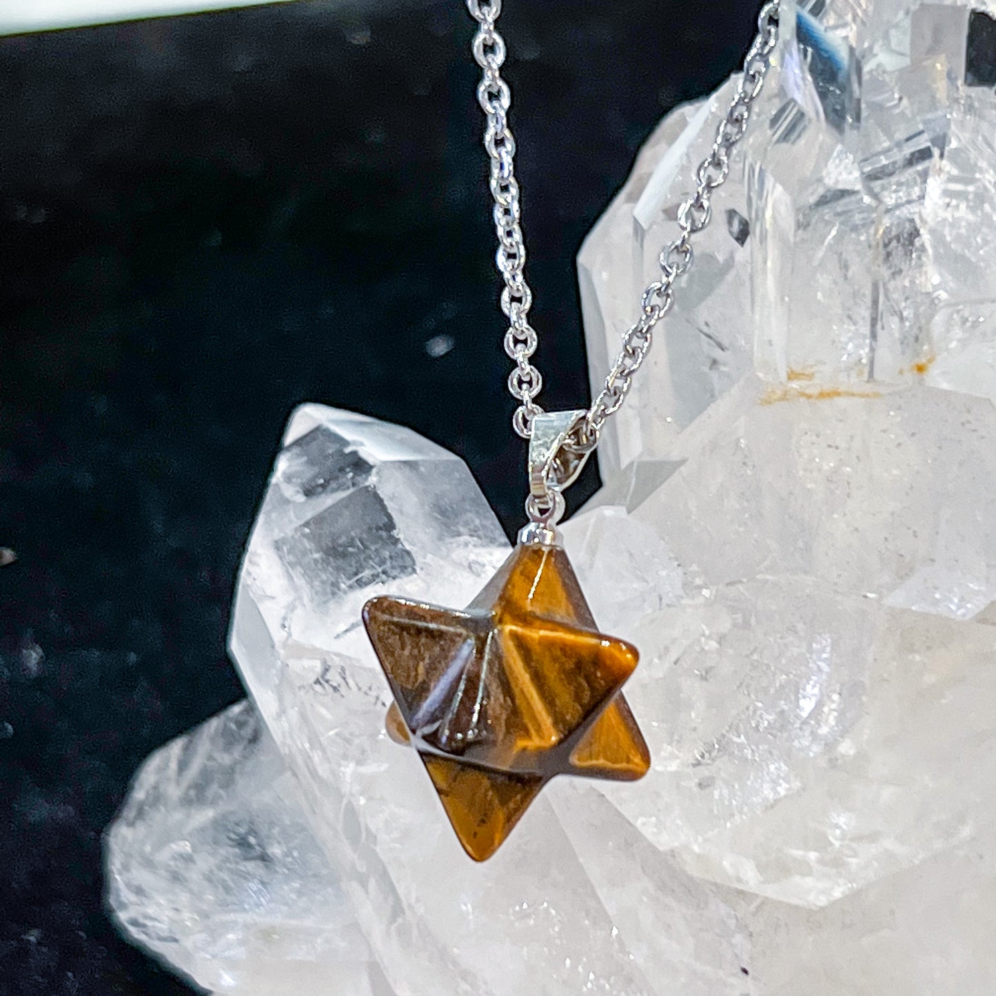 Tiger Eye Merkaba Necklace
